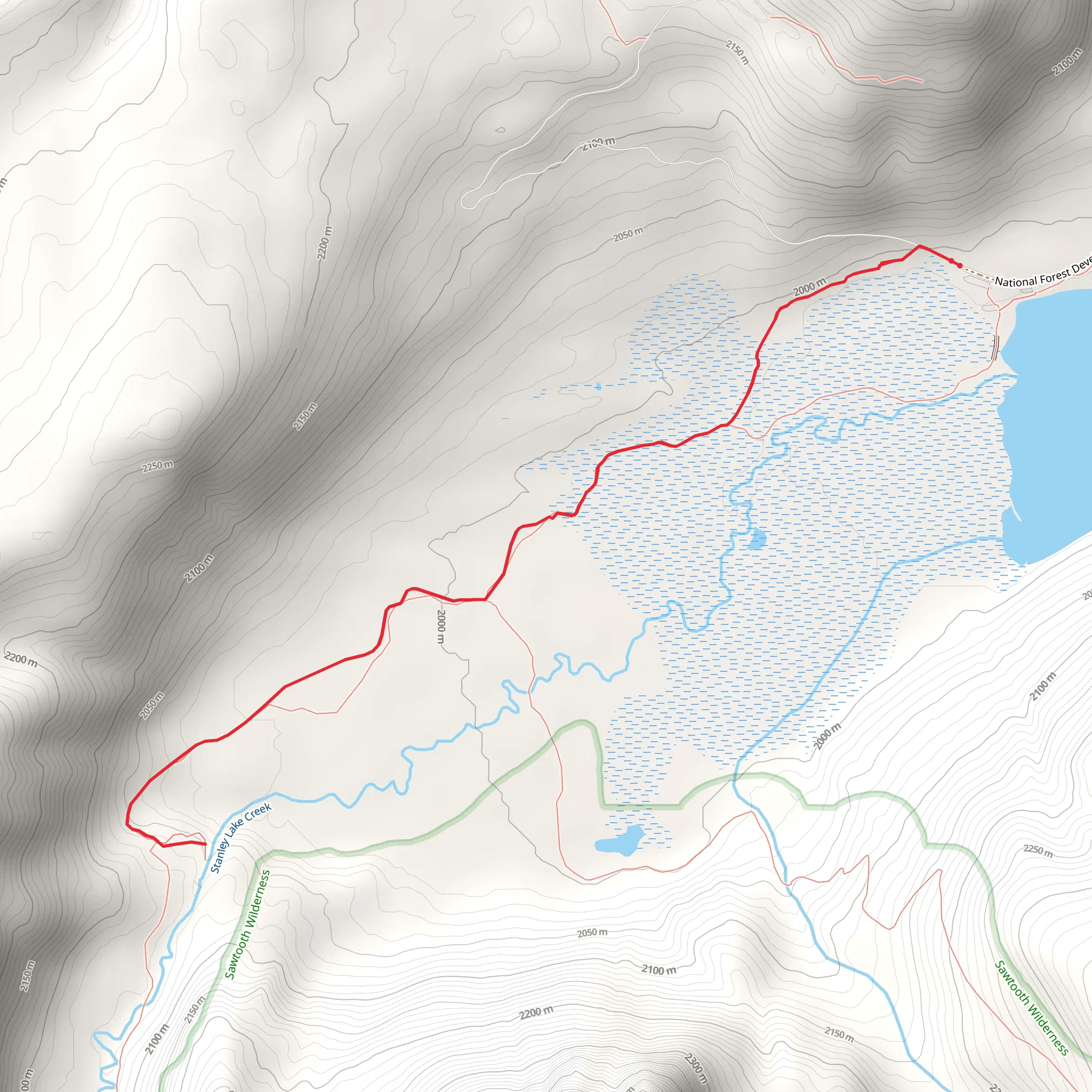 Stanley Lake Creek via Iron Creek-Stanley Lake Trail mobile static map