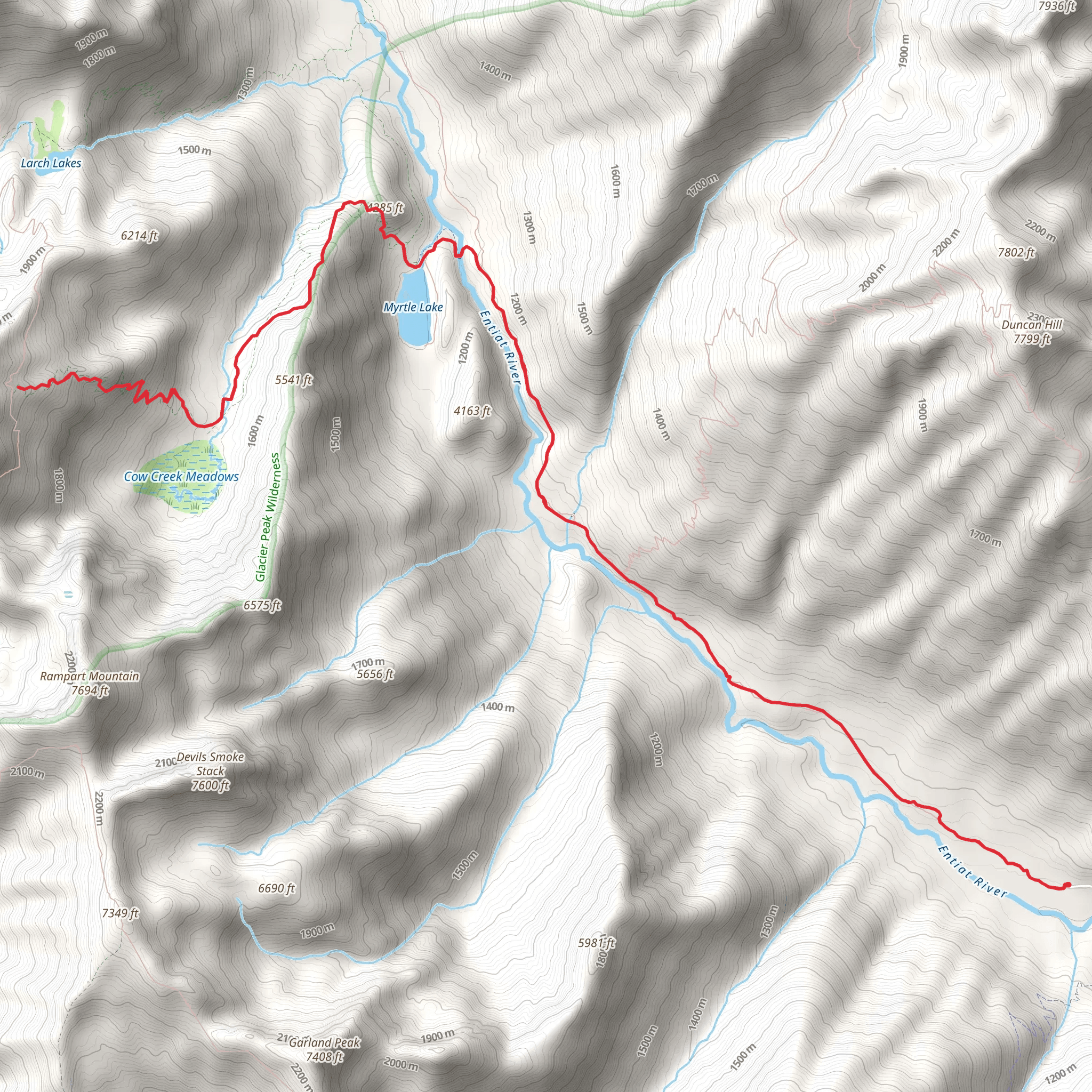 Cow Creek Meadows via Ice Creek Trail mobile static map