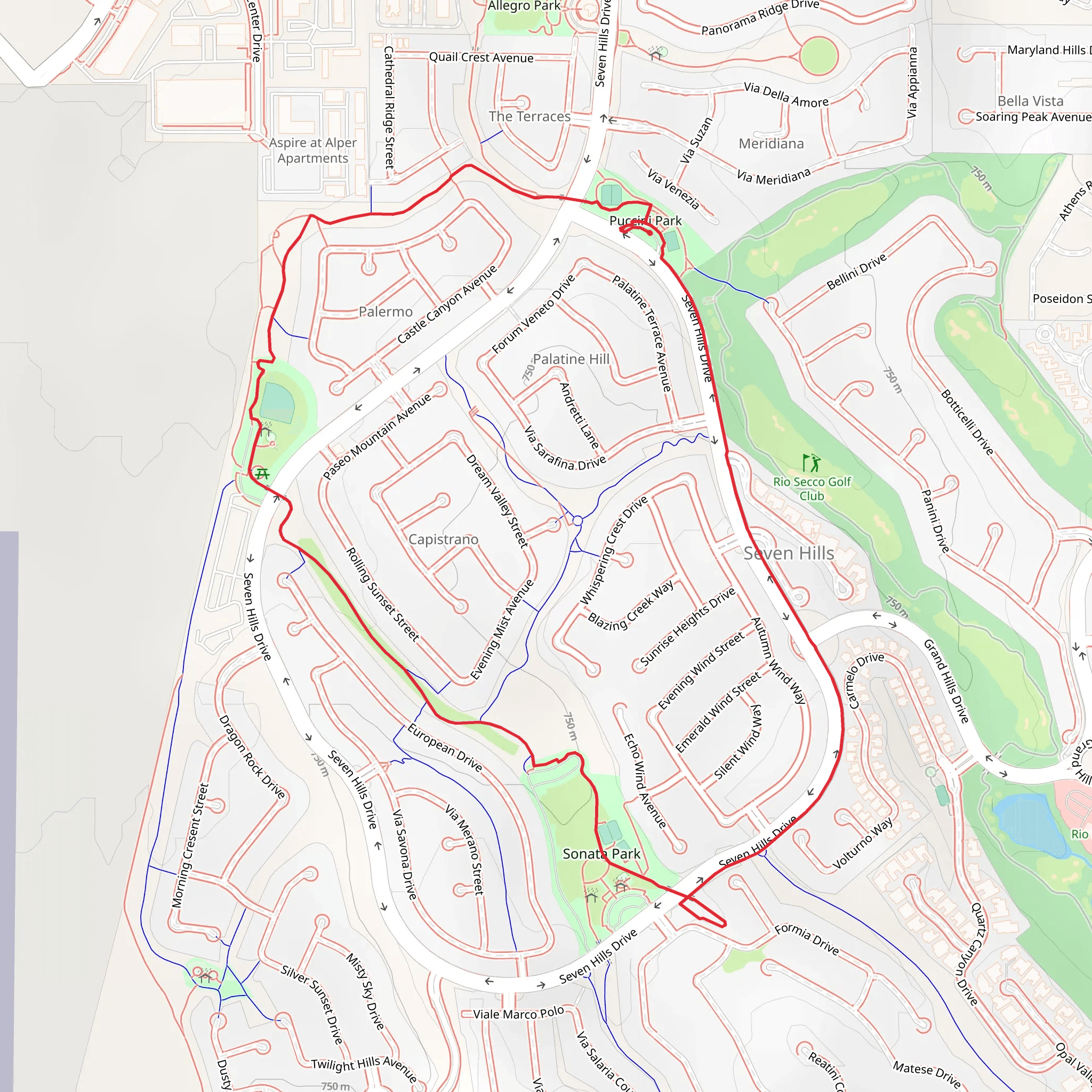 Puccini Park - Vivaldi Park - Sonata Park Loop mobile static map