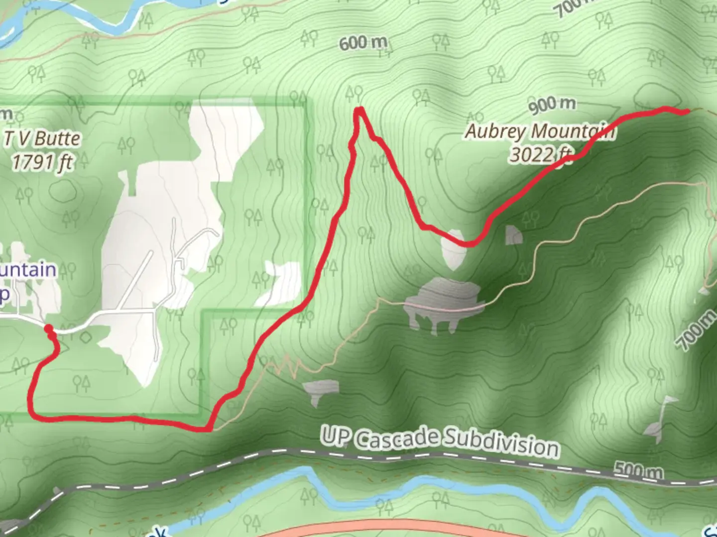An image depicting the trail Aubrey Mountain Trail and its surrounding area.