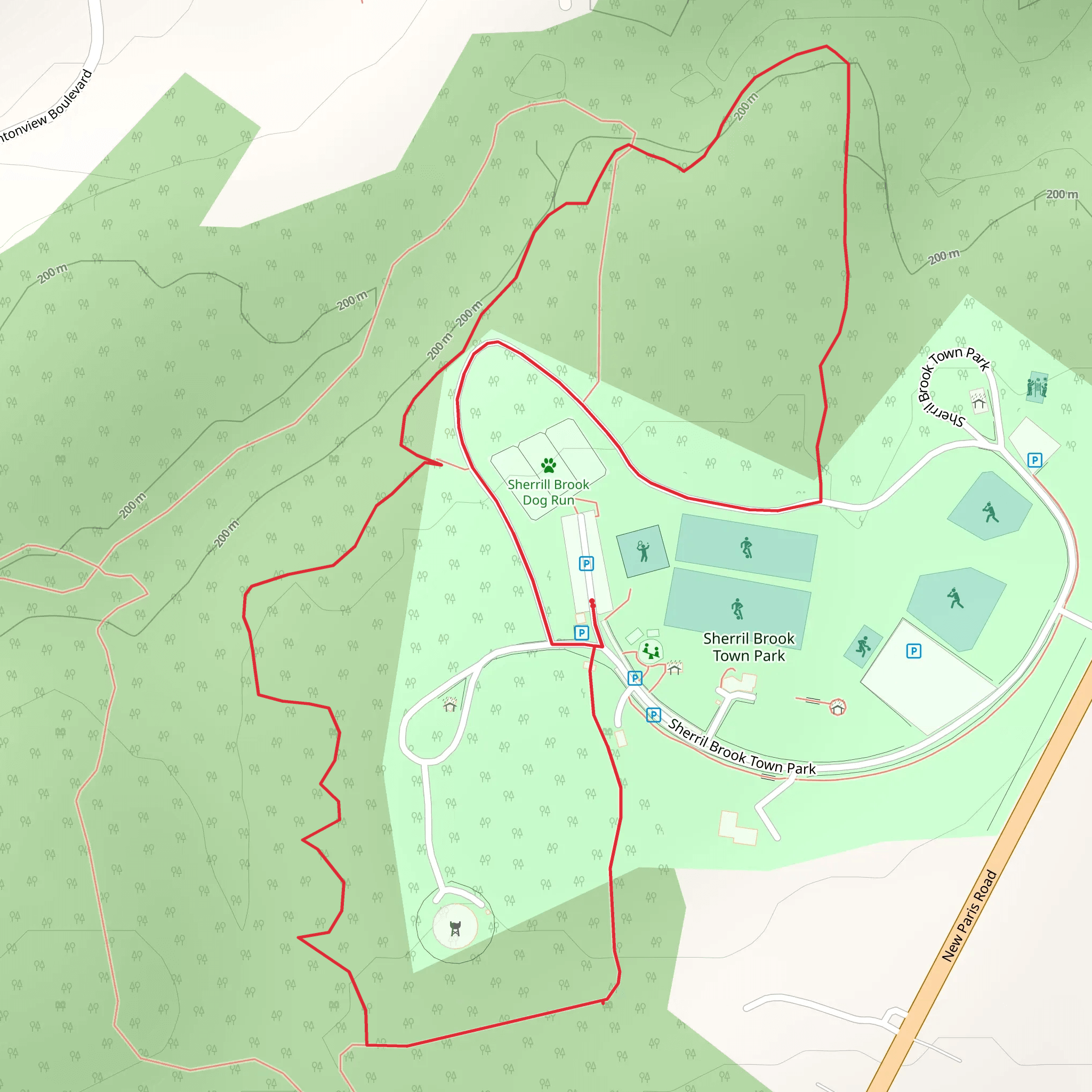 Sherril Brook Town Park Loop mobile static map