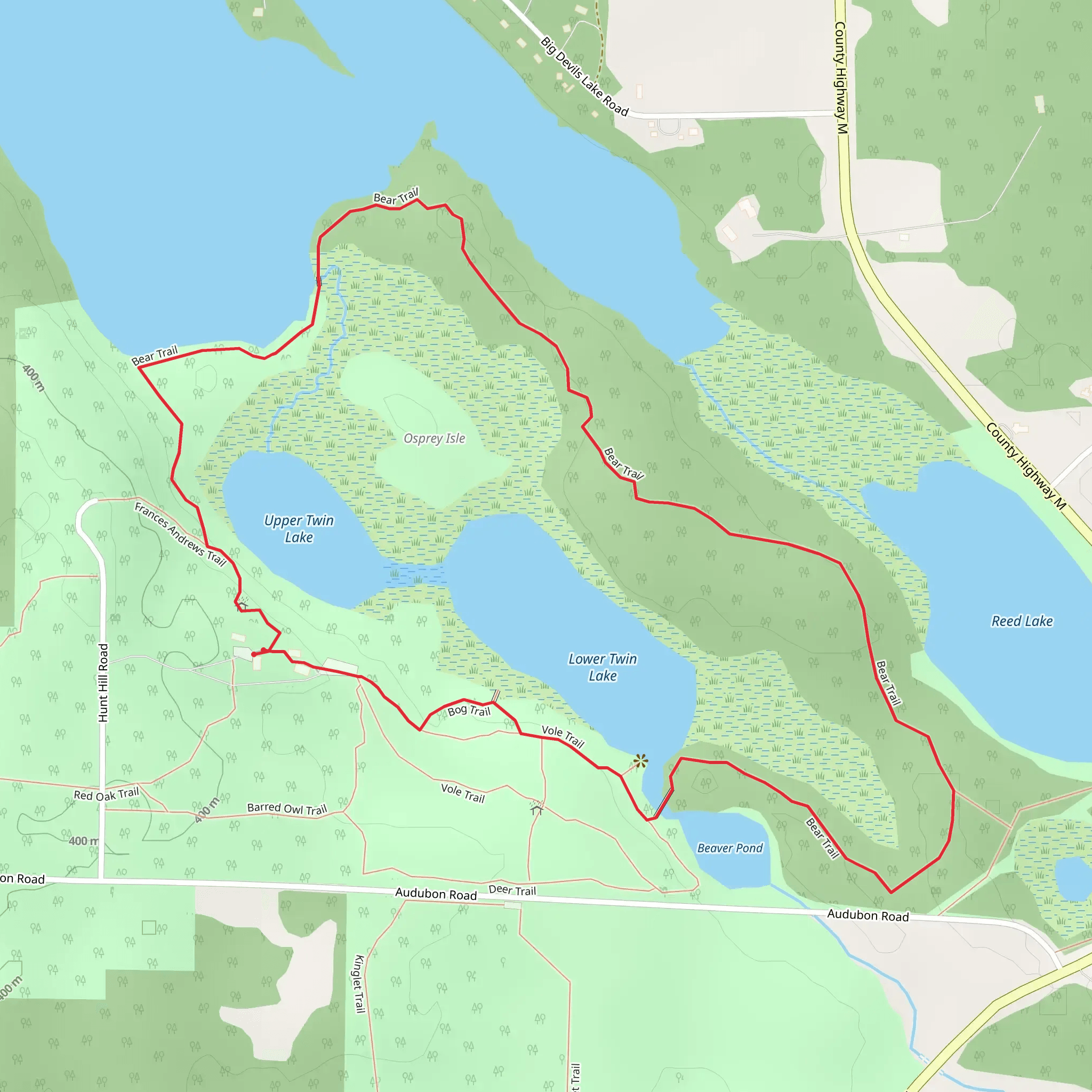 Bear Trail and Bog Trail Loop mobile static map