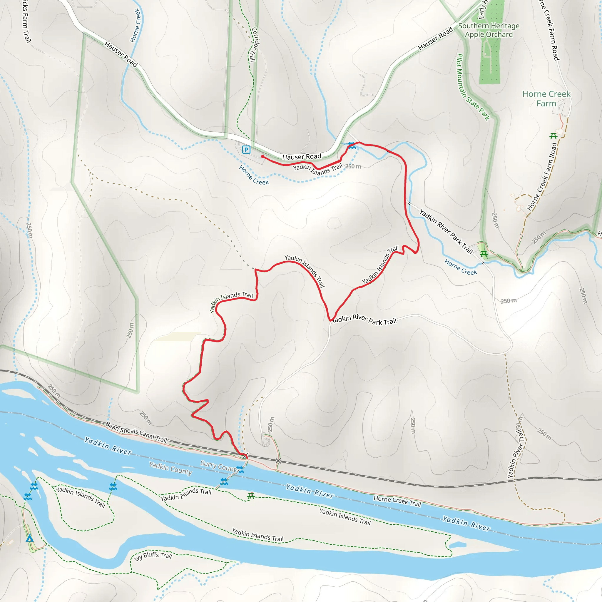 Yadkin Islands Trail mobile static map