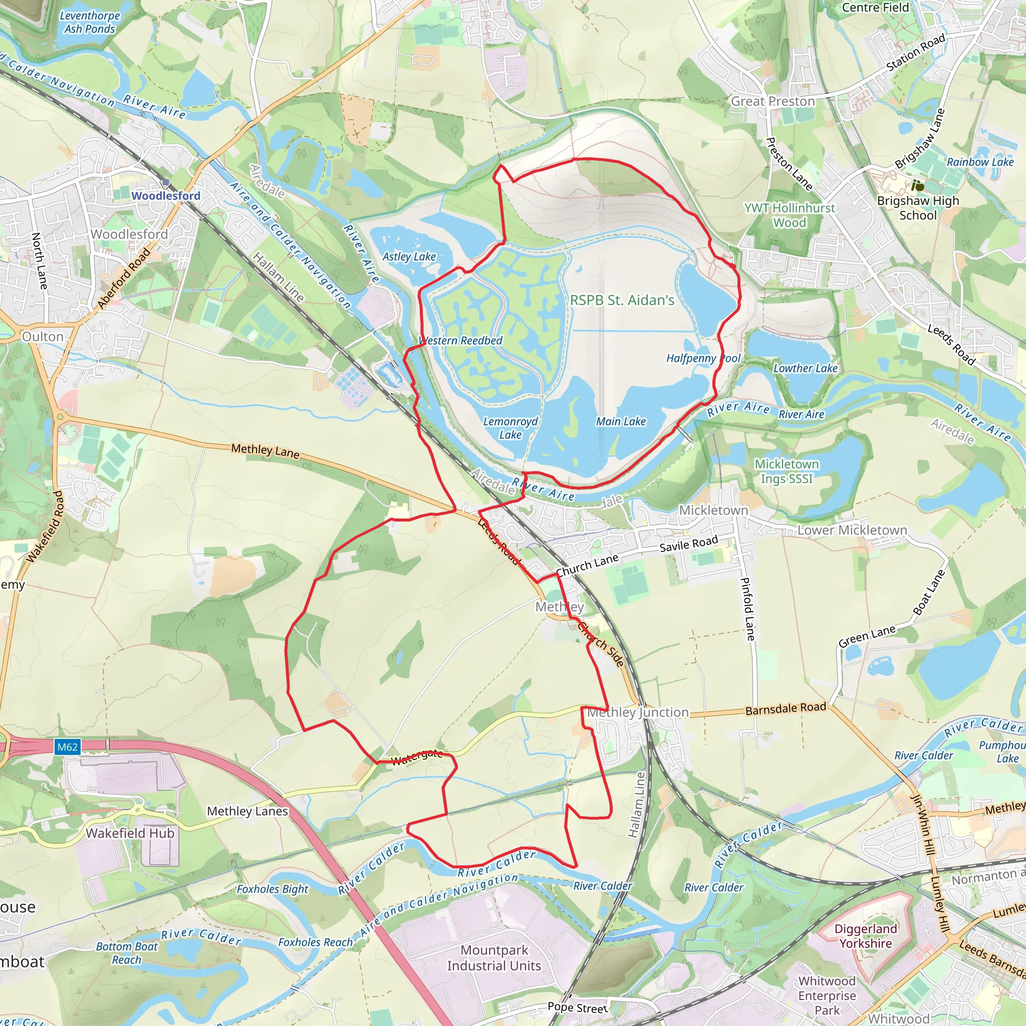 RSPB St Aidan's and Methley Junction Loop mobile static map