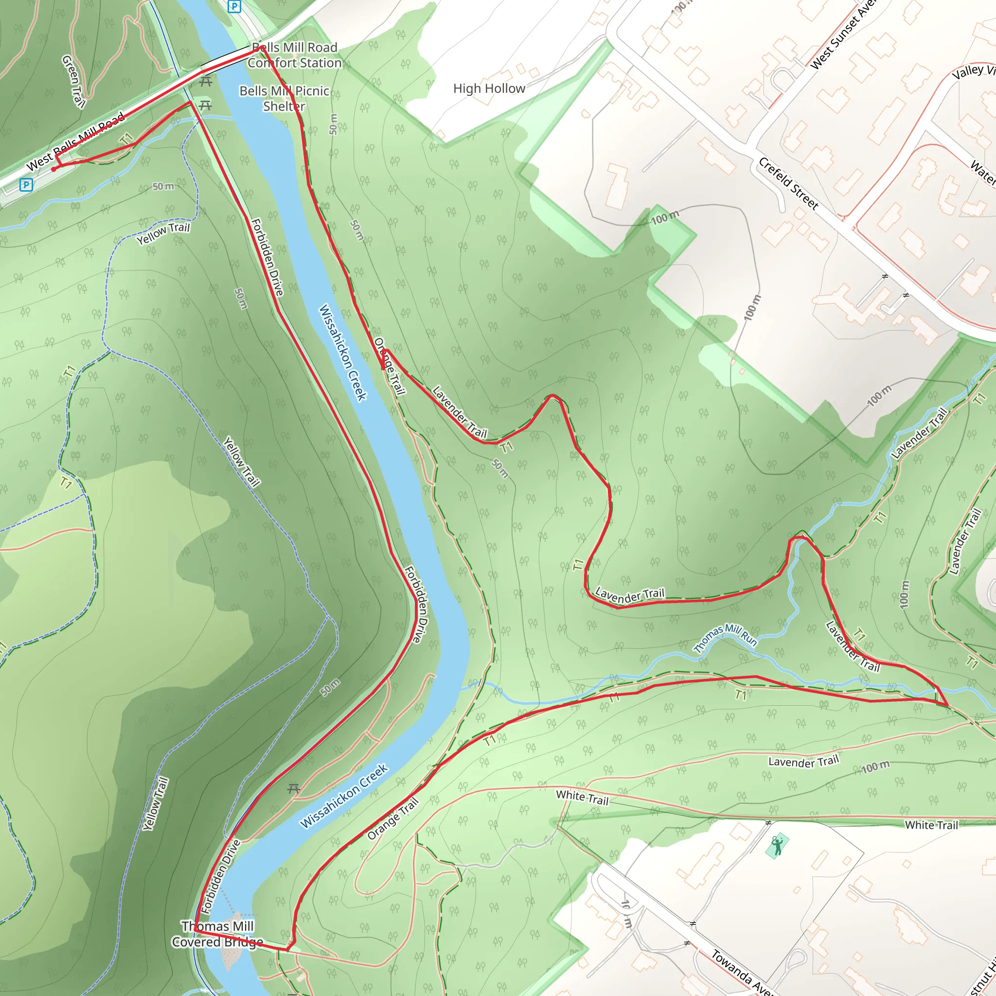 Wissahickon Creek - Lavender Trail mobile static map
