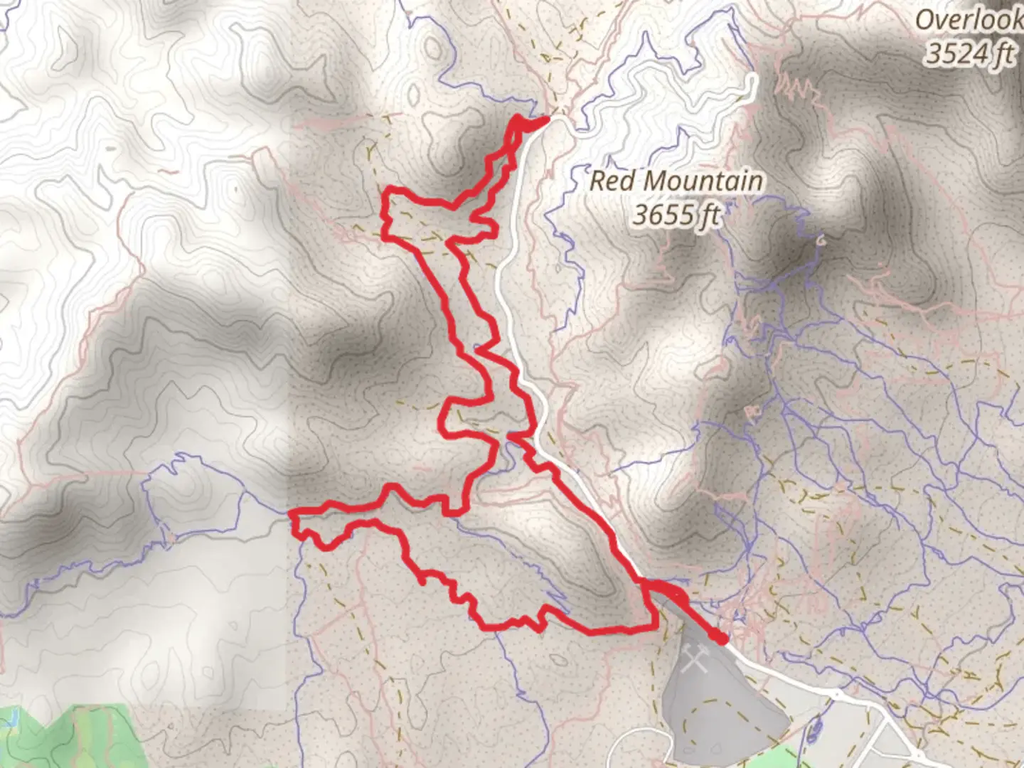 An image depicting the trail Girl Scout - IMBA - West Leg Loop and its surrounding area.