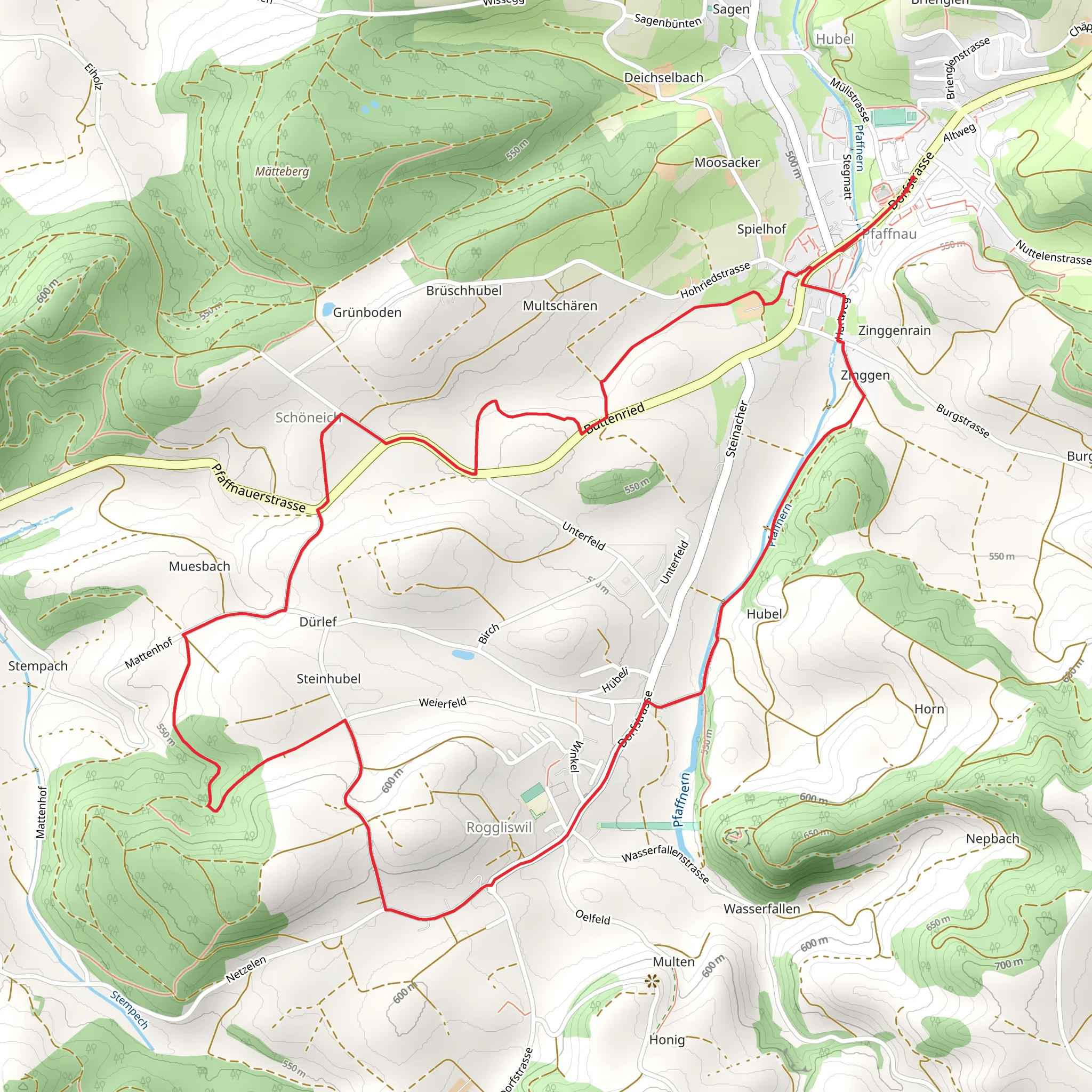 Kapellenweg im Pfaffnerntal Rundwanderung mobile static map