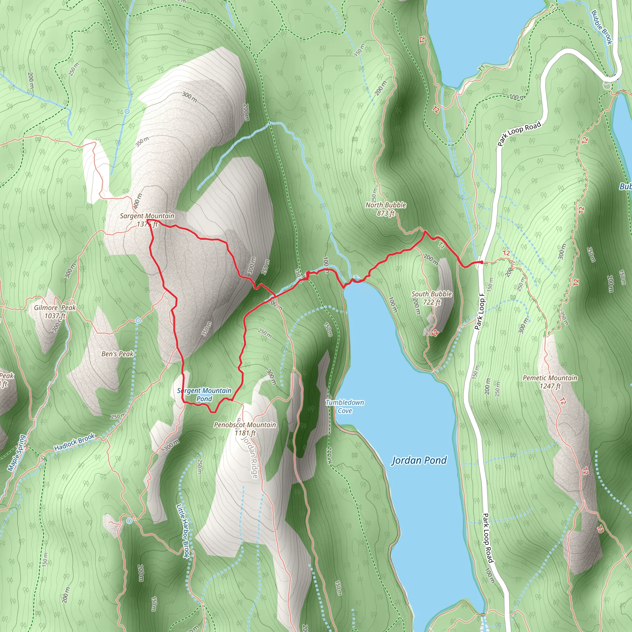 Sargent Mountain and Sargent Mountain Pond Loop mobile static map