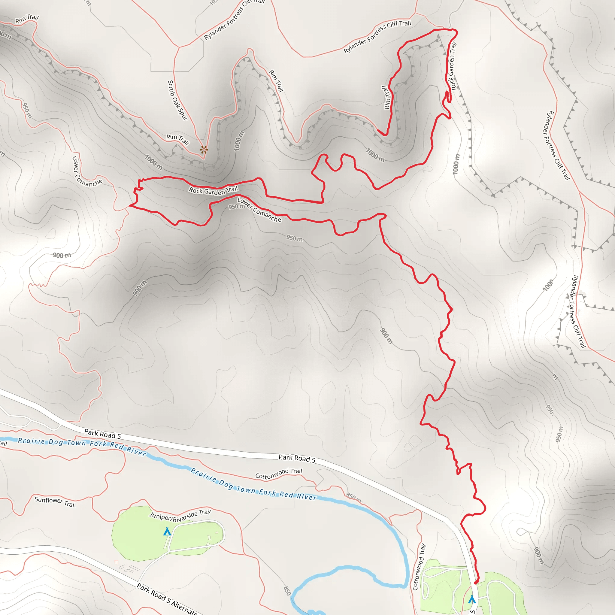 Lower Comanche and Rock Garden Trail mobile static map
