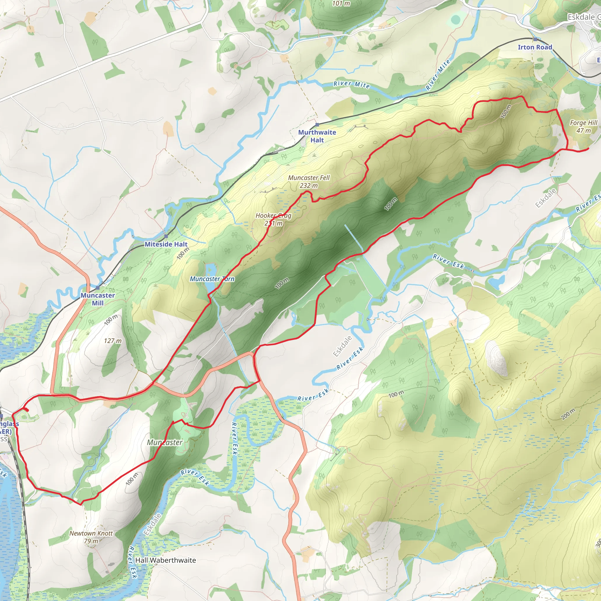 Muncaster Castle, Hirst Park, Silver Knott and Muncaster Tarn Loop mobile static map