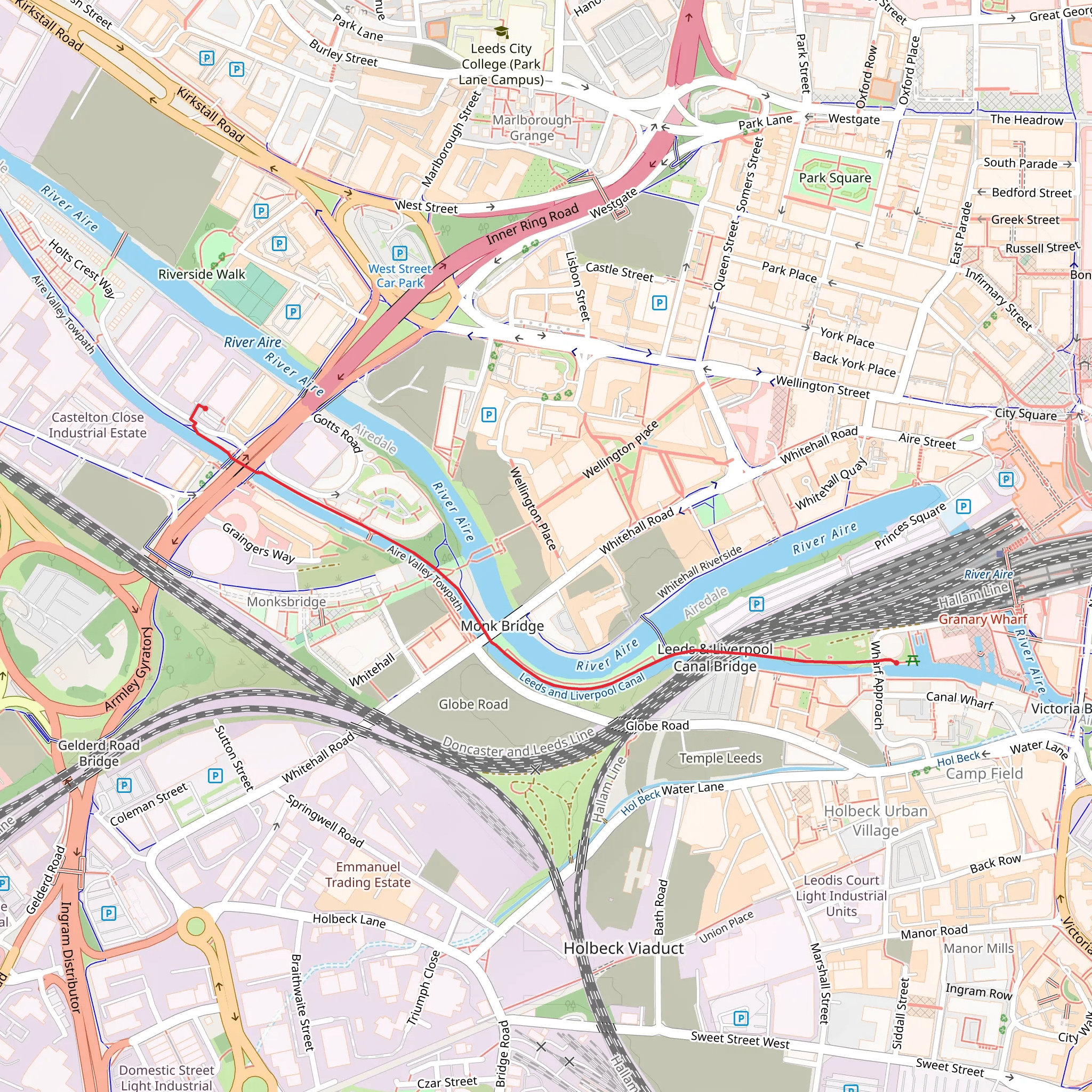 Aire Valley Towpath Short Walk - Leeds mobile static map