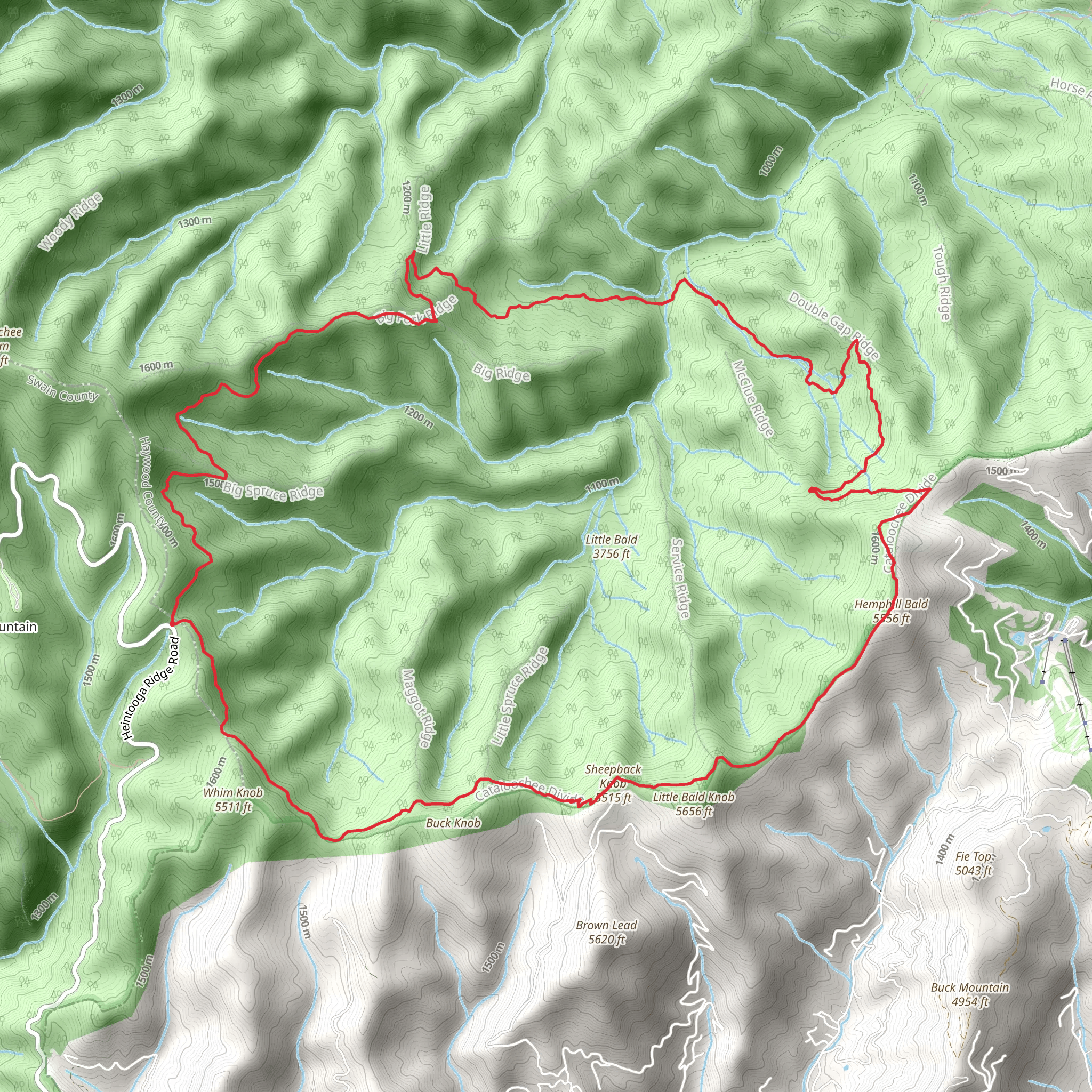 Hemphill Bald Trail, Caldwell Fork Trail and Rough Fork Trail Loop mobile static map