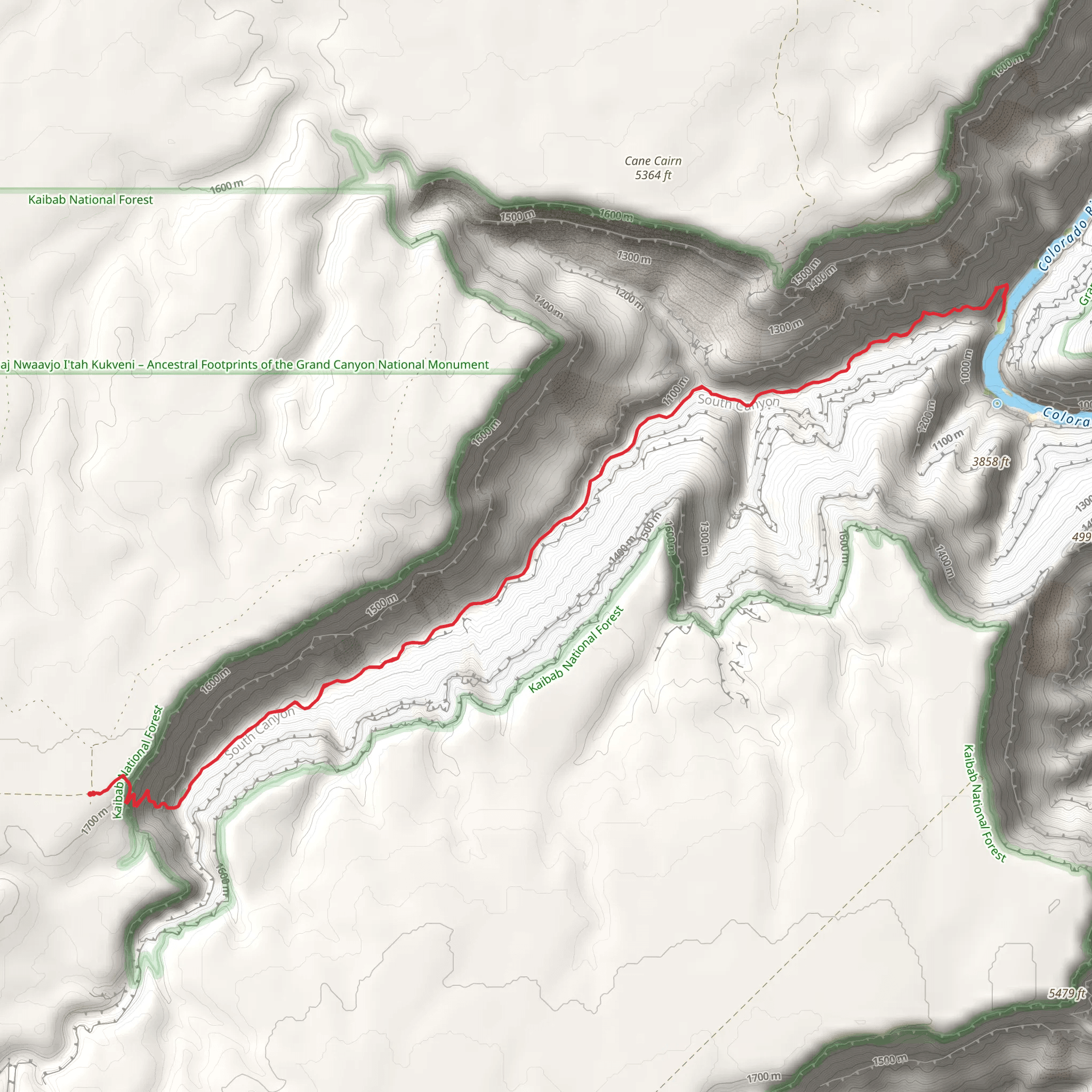 South Canyon Trail Out and Back mobile static map