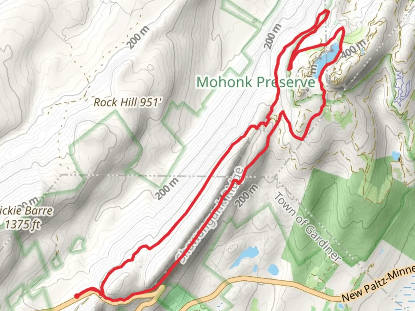An image depicting the trail Mohonk Lake Loop and its surrounding area.