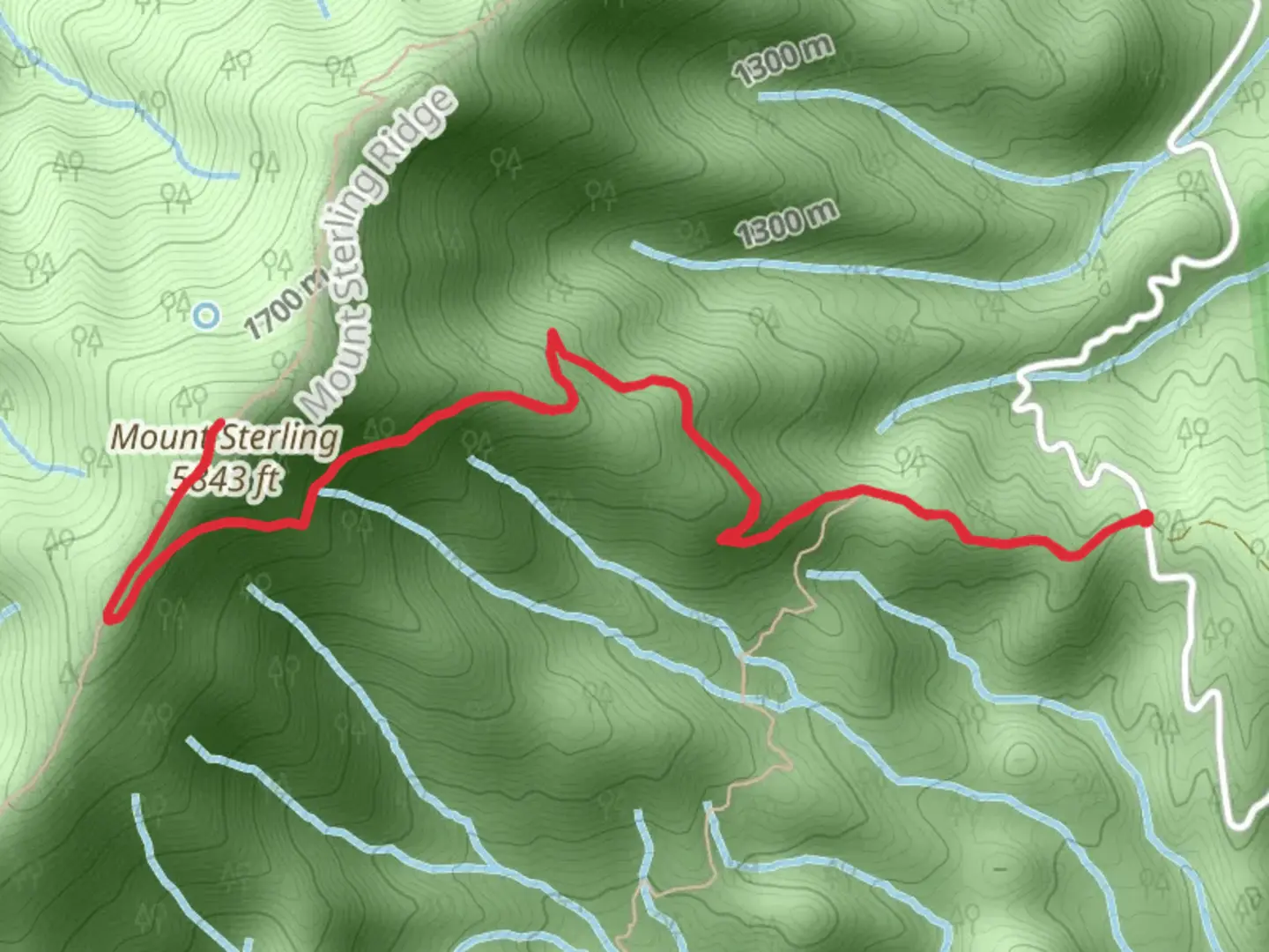 An image depicting the trail Mount Sterling Trail and its surrounding area.