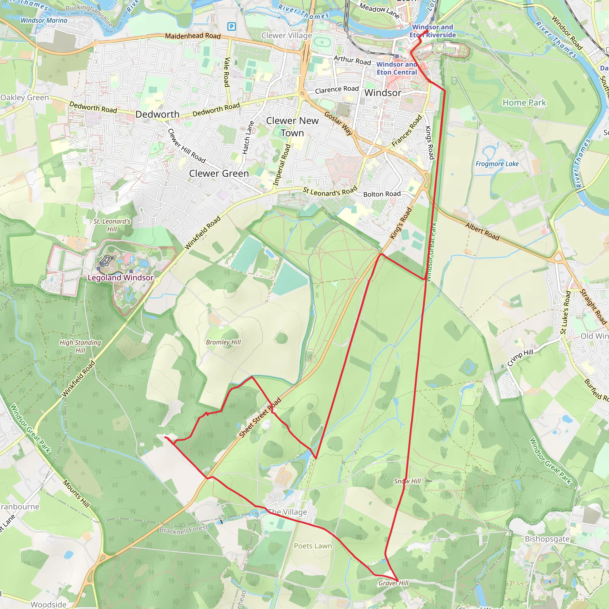 Windsor Great Park from Windsor mobile static map