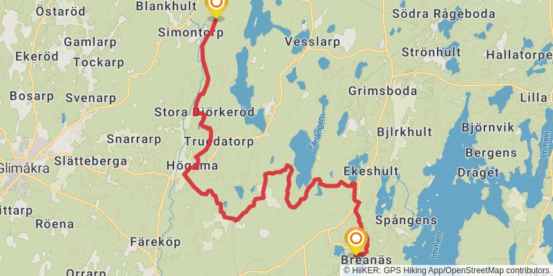 Skåneleden Trail spur 1 Map