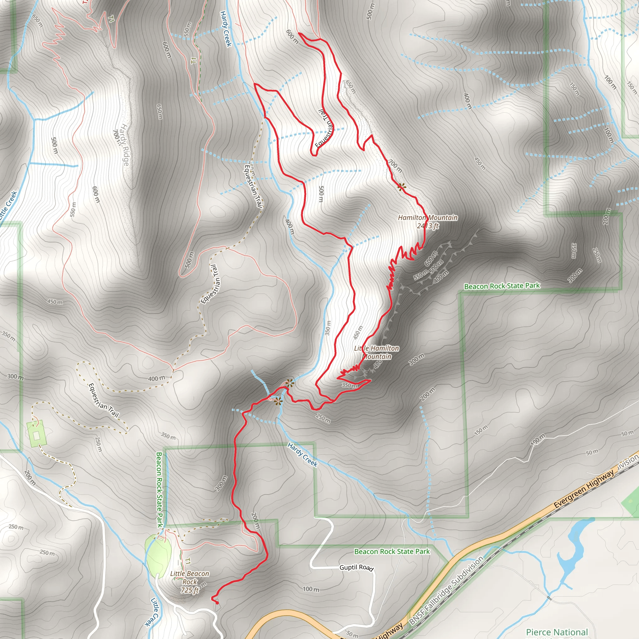 Little Hamilton Mountain and Hamilton Mountain Loop Trail mobile static map