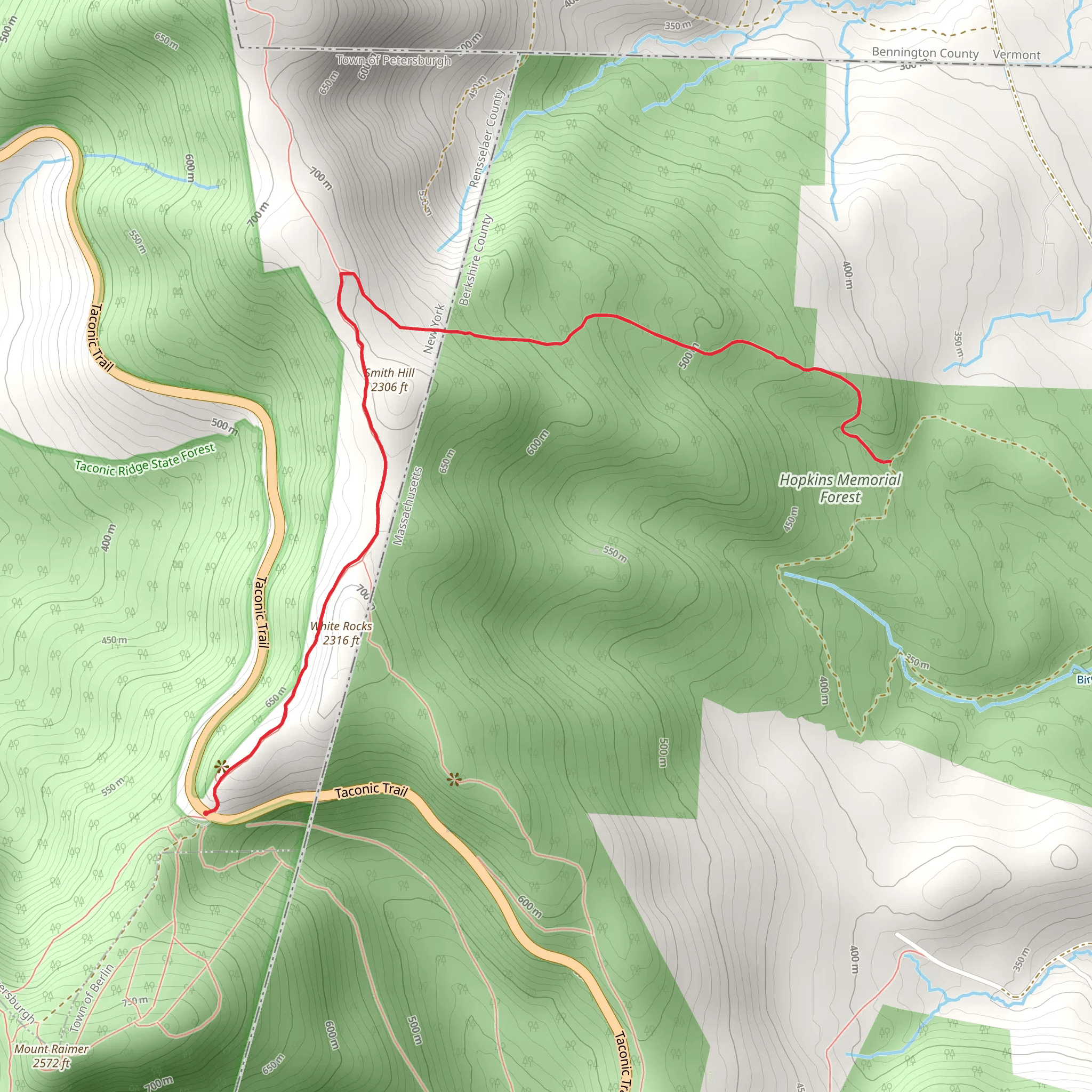 White Rocks and Smith Hill via Taconic Crest Trail mobile static map