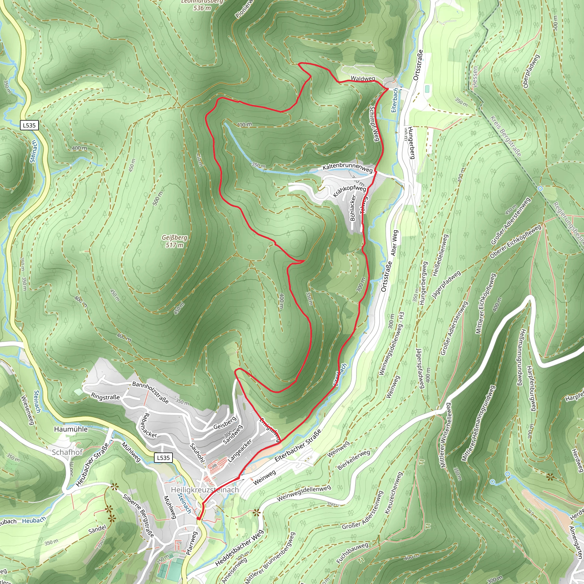 Heiligkreuzsteinach Loop mobile static map