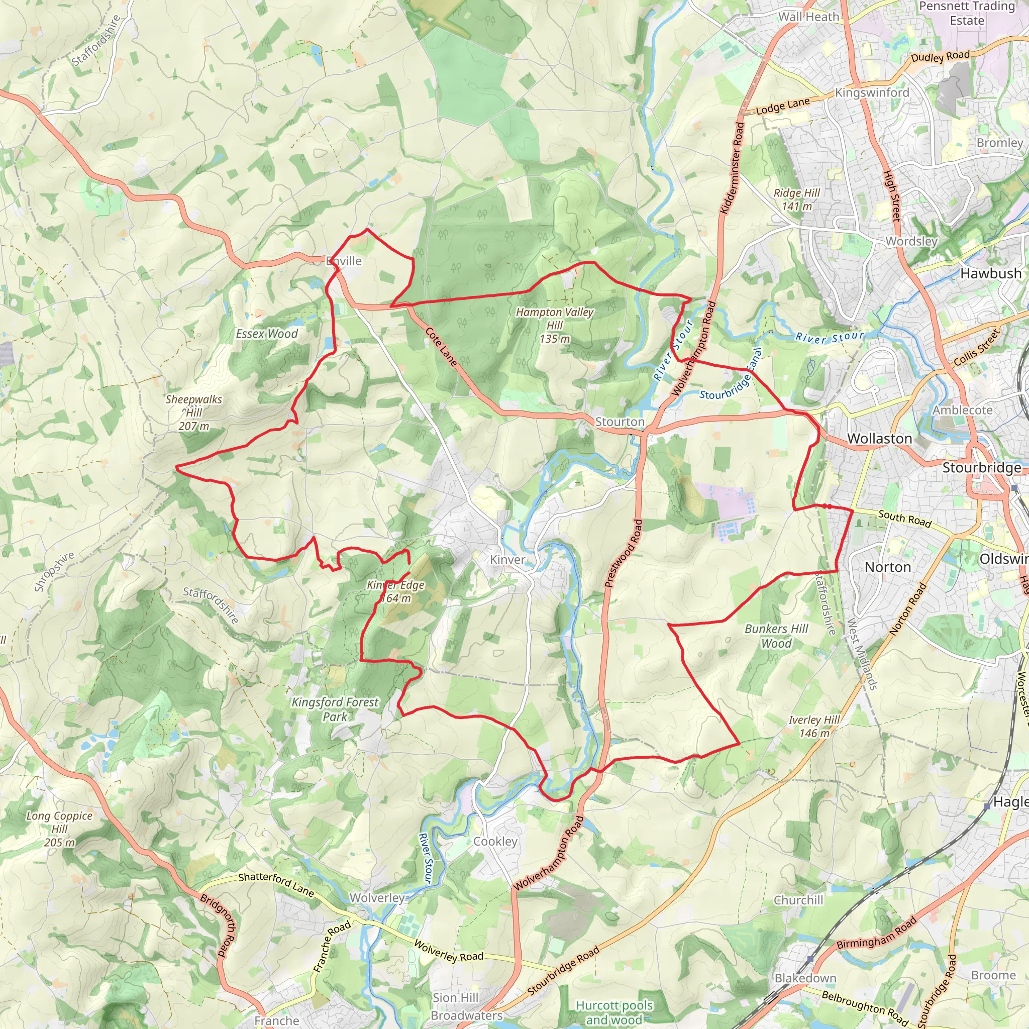 Kinver Walk from Kinver Clamber mobile static map