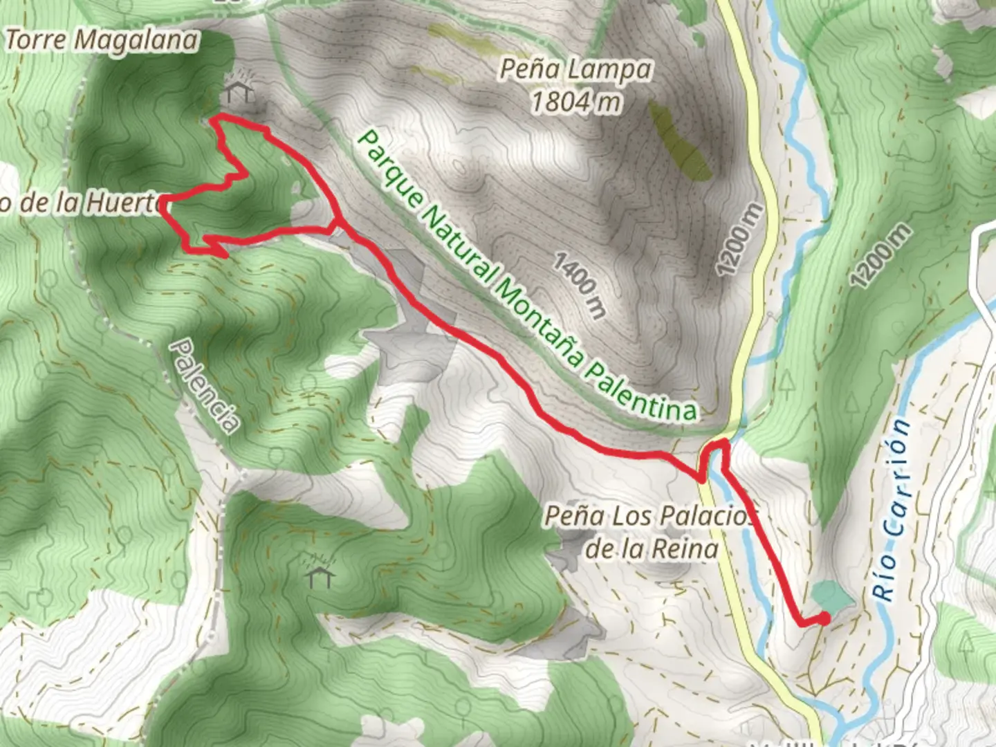An image depicting the trail Path of the Roblón of the Monastery PR P 12 and its surrounding area.