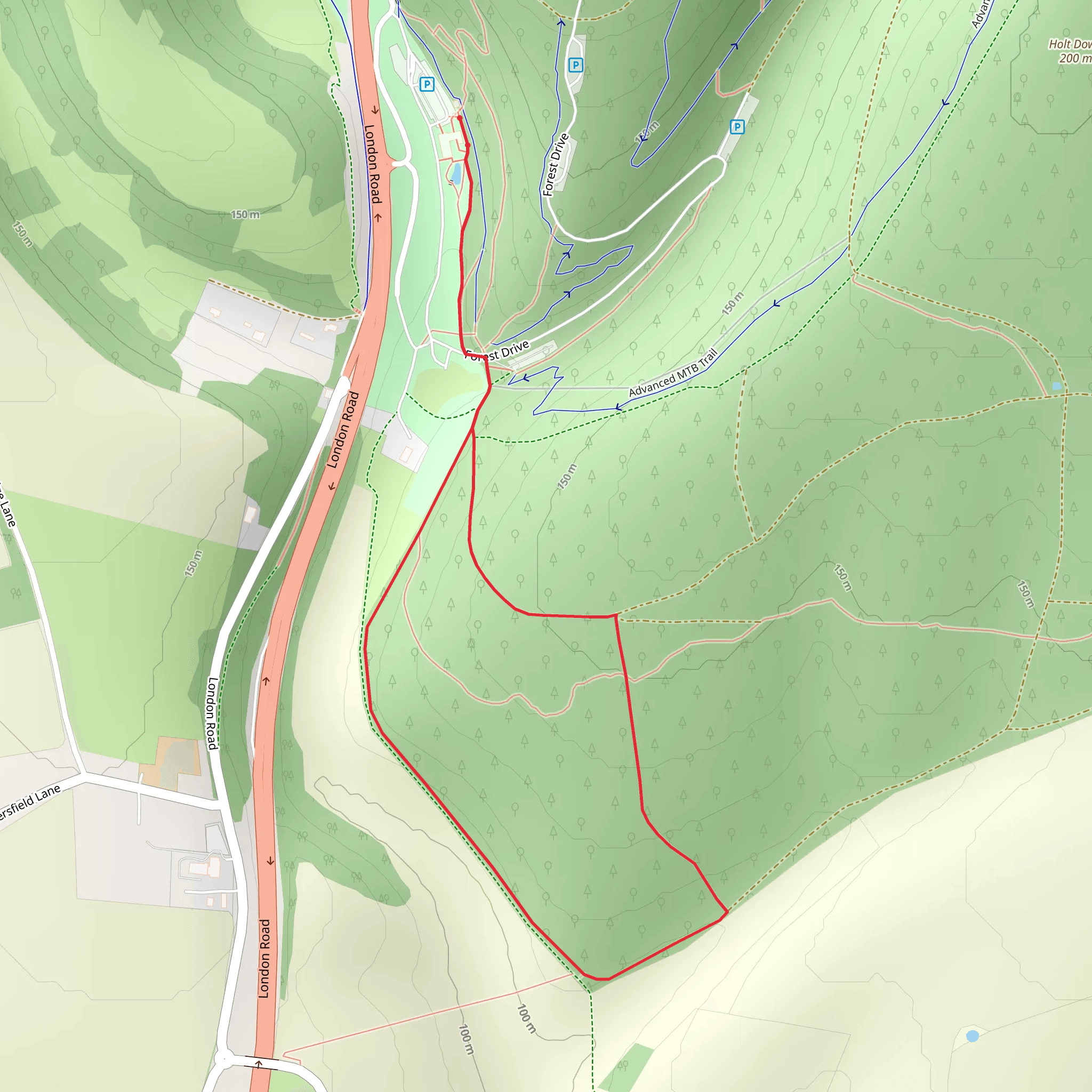 Short Woodland Trail and Stauntan Way mobile static map