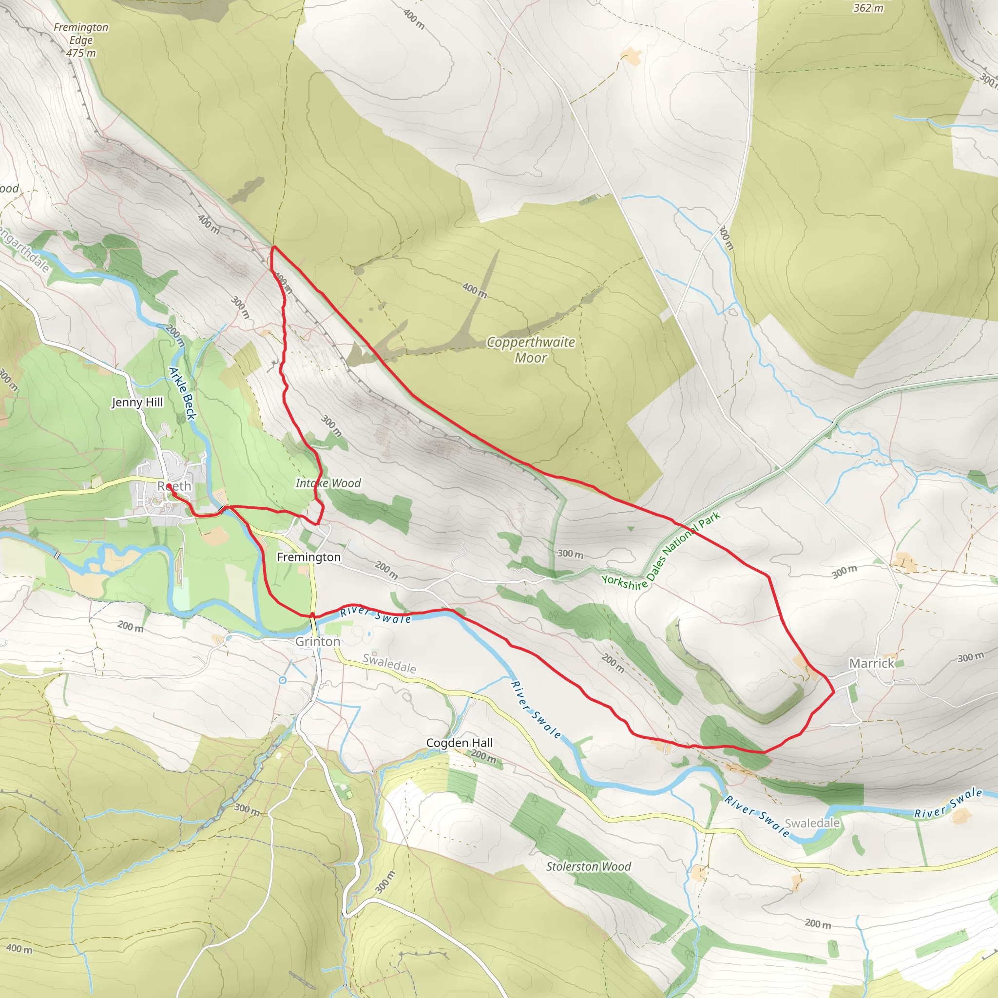 Reeth to Marrick Loop mobile static map