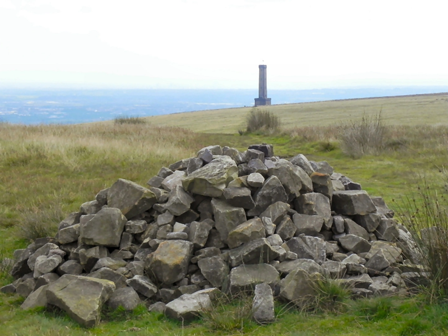 An image depicting the trail Millennium Bench, Harcles Hill, Burnt Hill via Rossendale Way and its surrounding area.