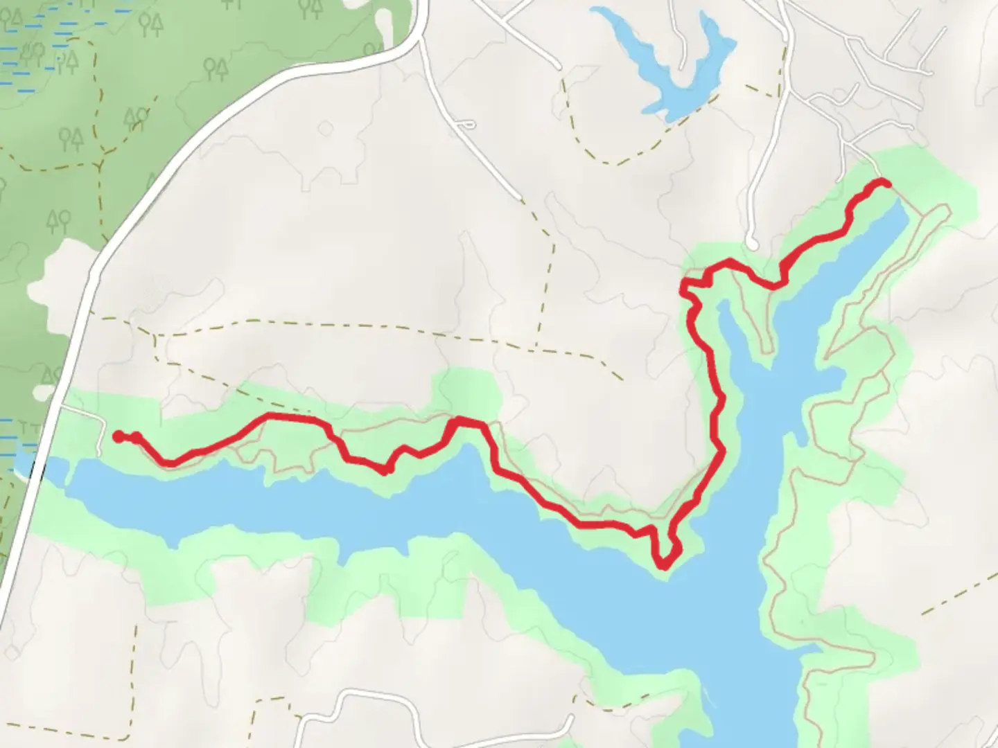 An image depicting the trail Beaverdam Reservoir - Multi Use Trail and its surrounding area.