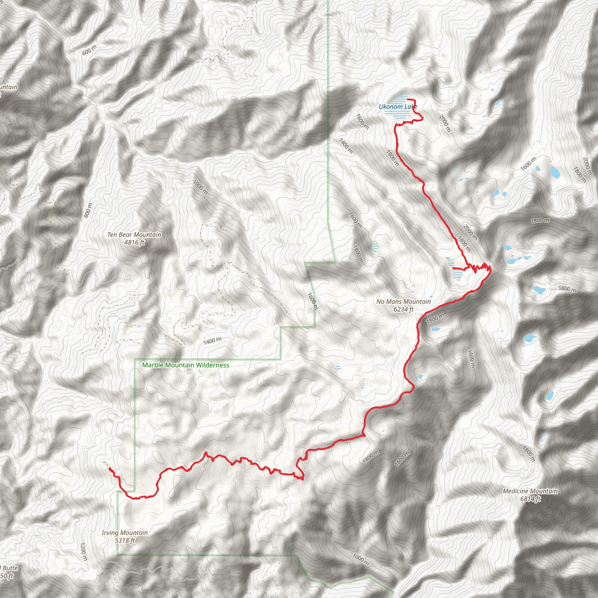 Ukonom Lake, Cuddihy Lakes and Onemile Lake via Stanshaw Trail mobile static map