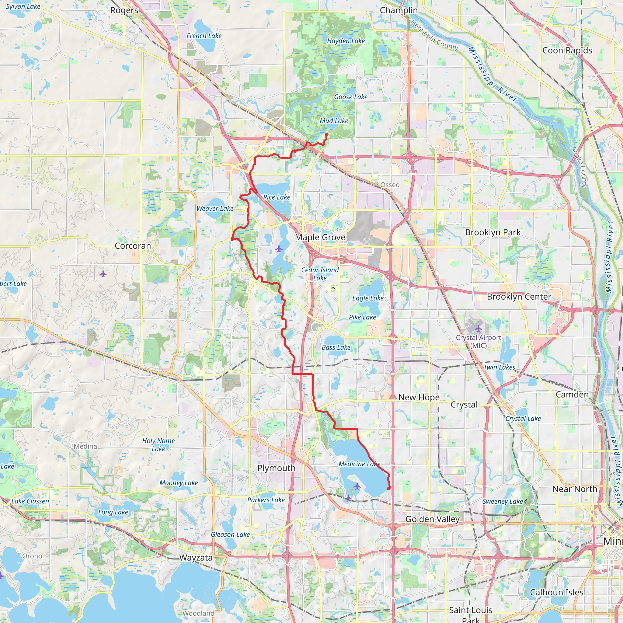 Medicine Lake Regional Trail mobile static map