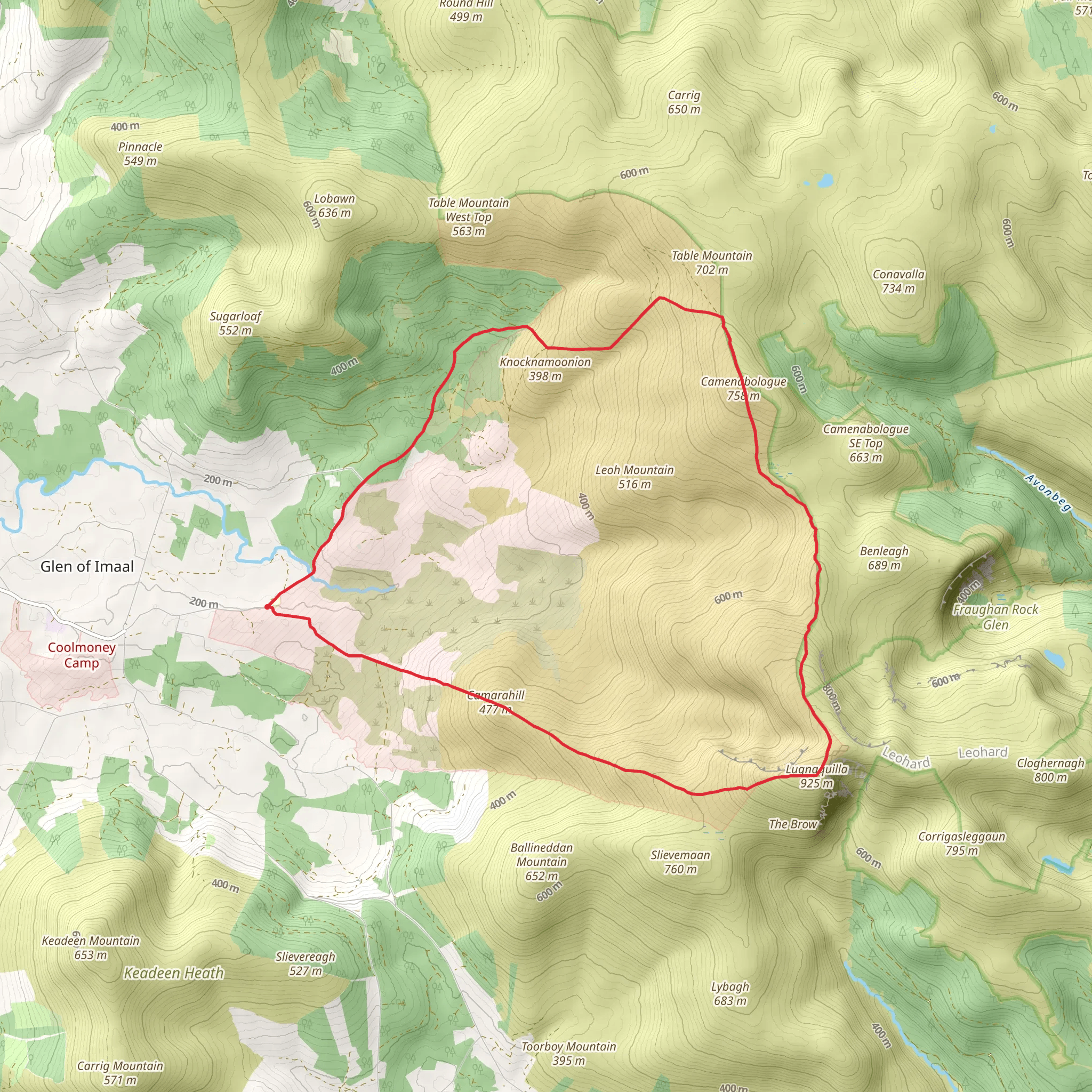 Camenabologue and Lugnaquilla Loop mobile static map