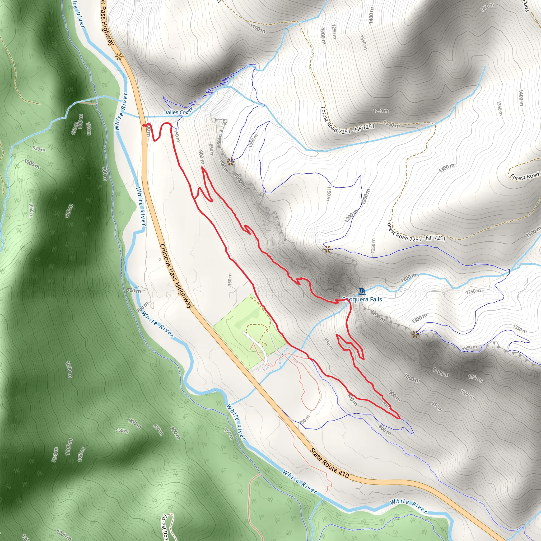 Snoquera Falls Trail mobile static map