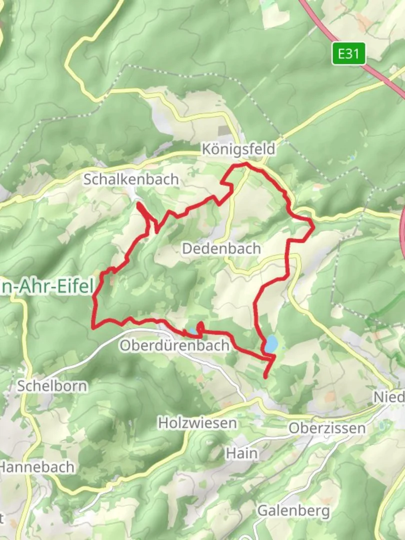 An image depicting the trail Konig See, Weiselstein and Rodder Maar Loop and its surrounding area.