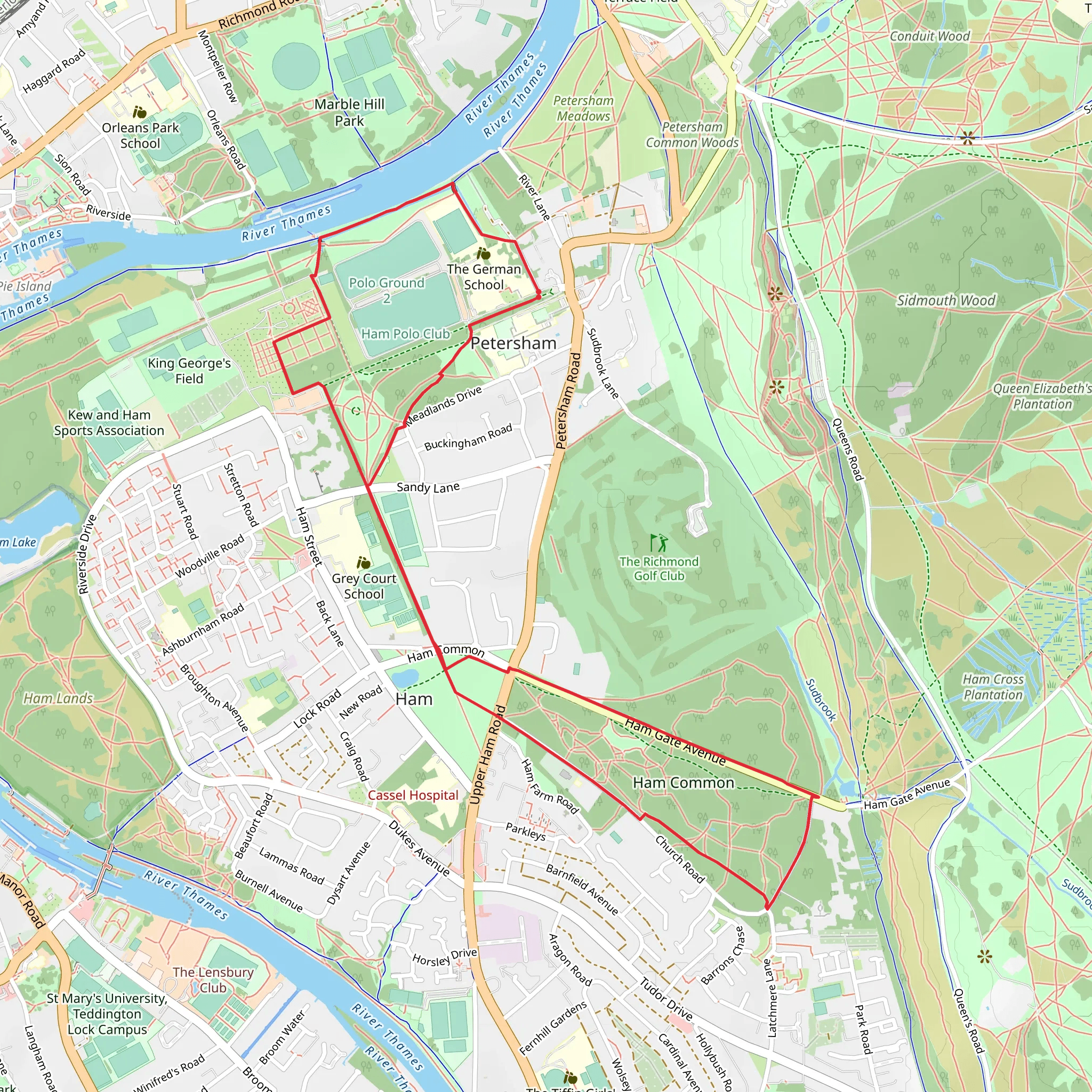 Ham House Richmond mobile static map