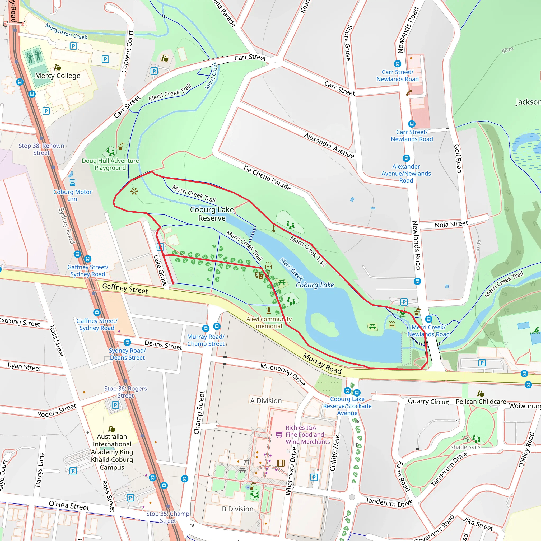 Coburg Lake Reserve playground Walk mobile static map