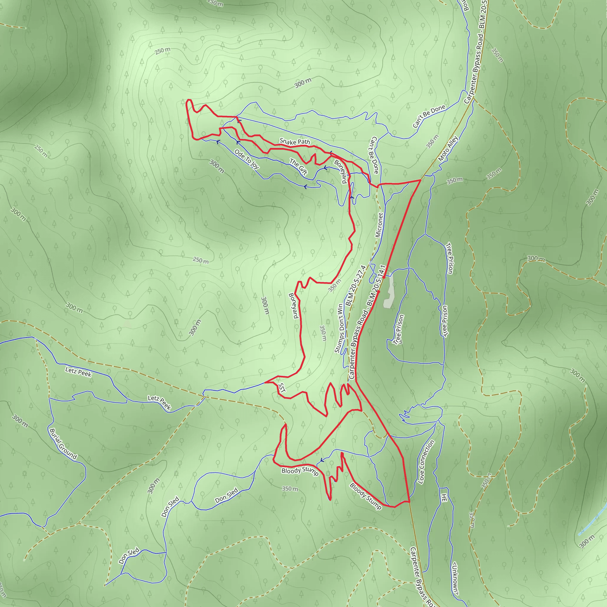 Bloody Stump, Boneyard and Lollipop Loop mobile static map