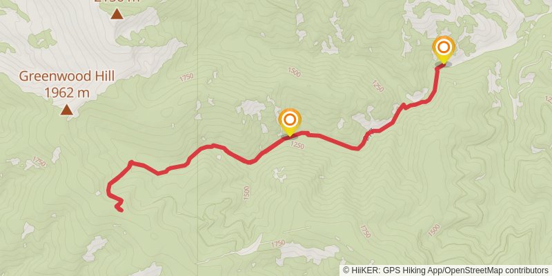 West Fork Swamp Creek Trail stage 2 Map