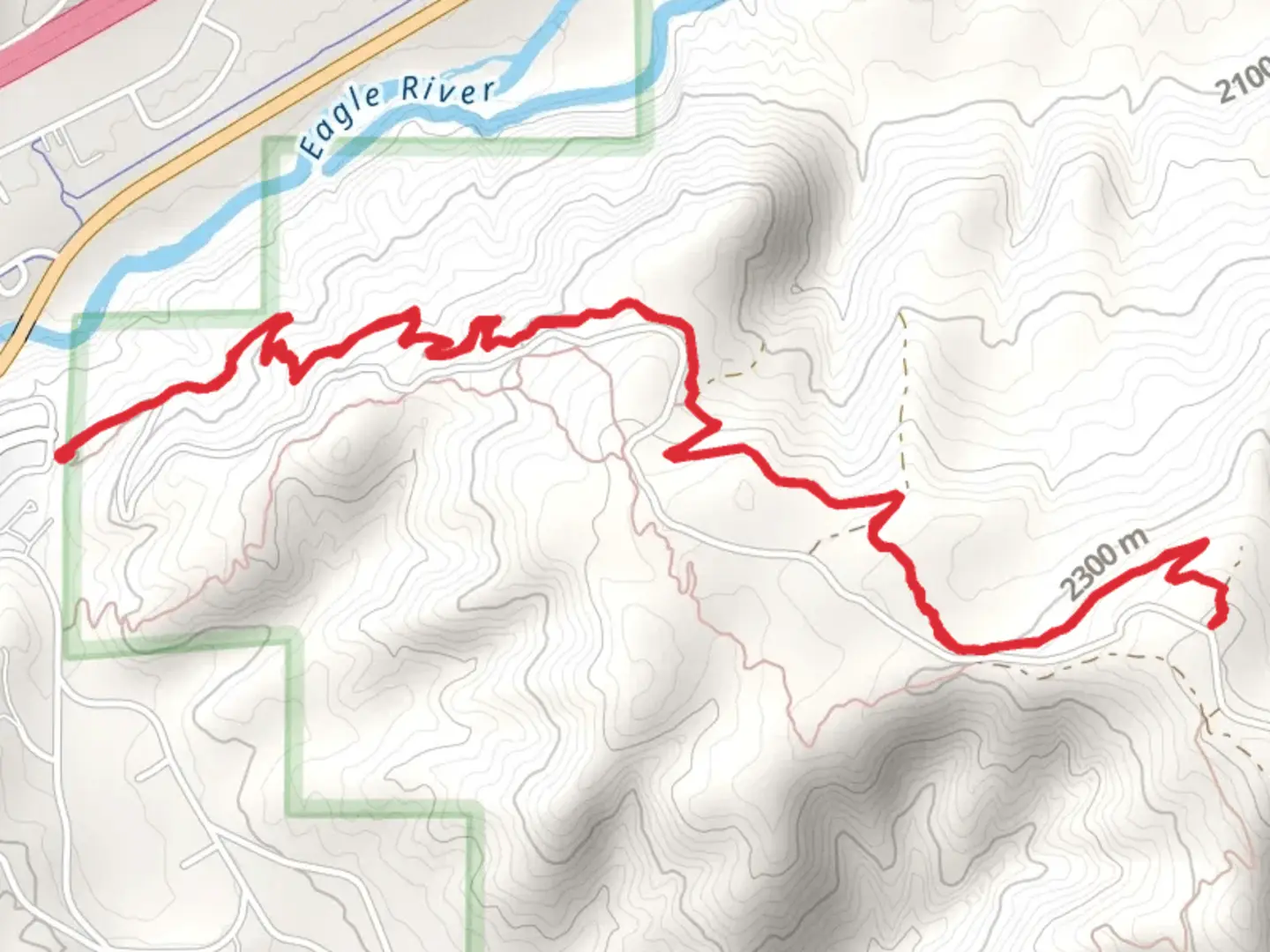 An image depicting the trail The Boneyard and its surrounding area.