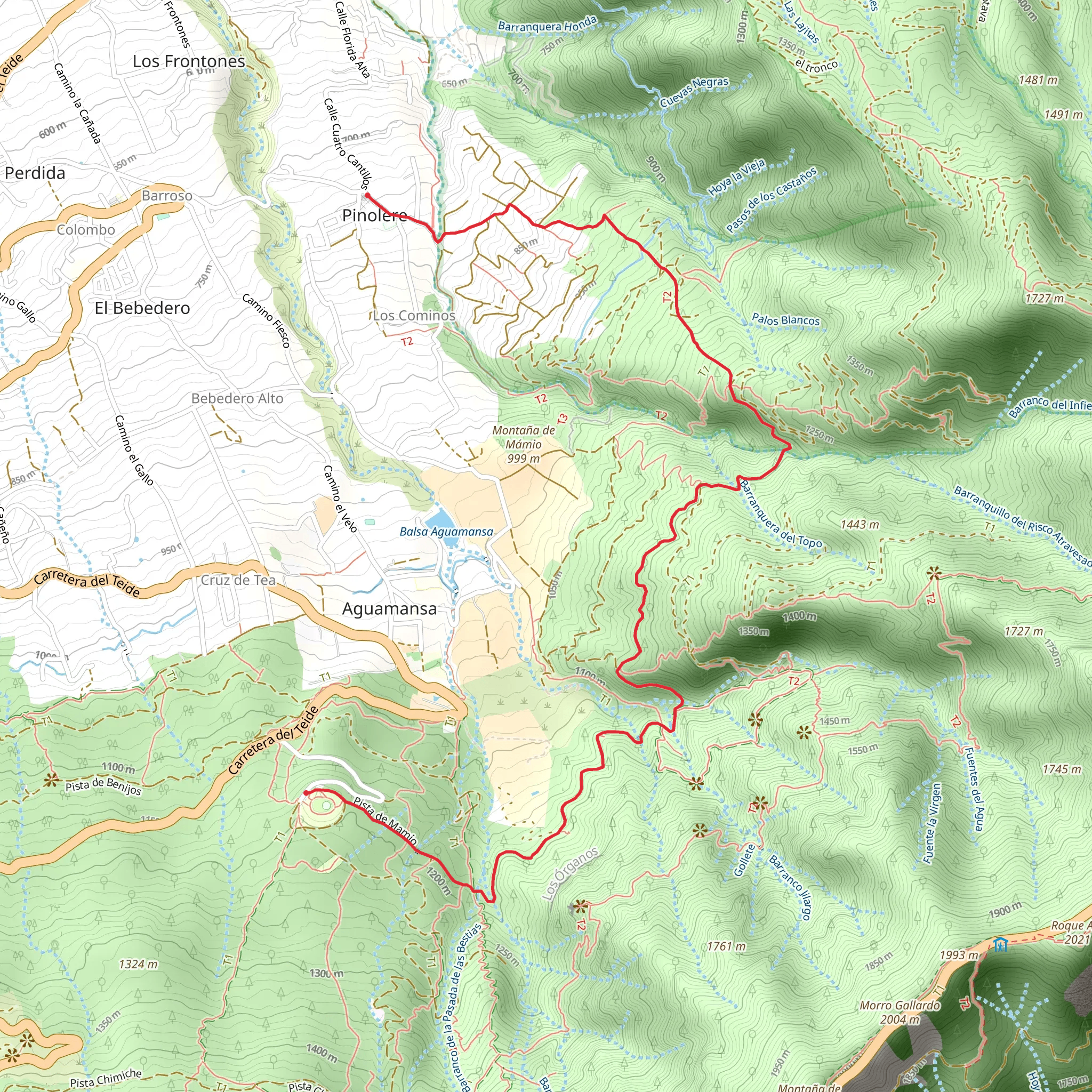 La Caldera - Casa del Agua - Pinolere PR TF 35-1 mobile static map