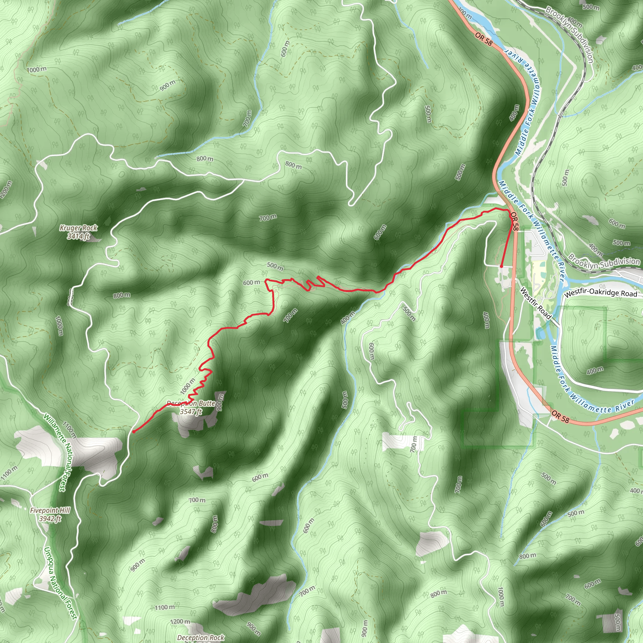 Deception Butte Trail mobile static map