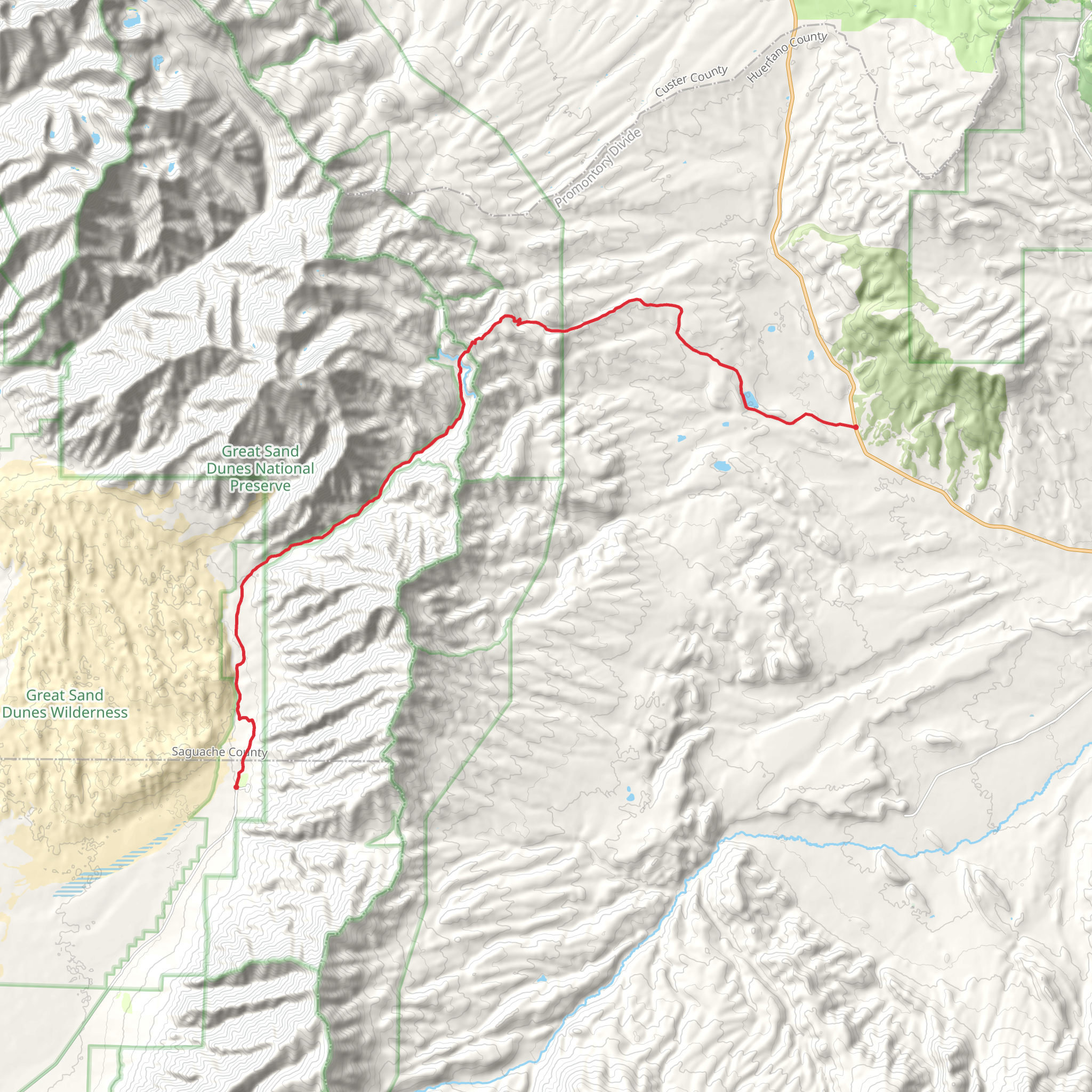 Medano Pass Primitive Road to Creager Reservoir mobile static map