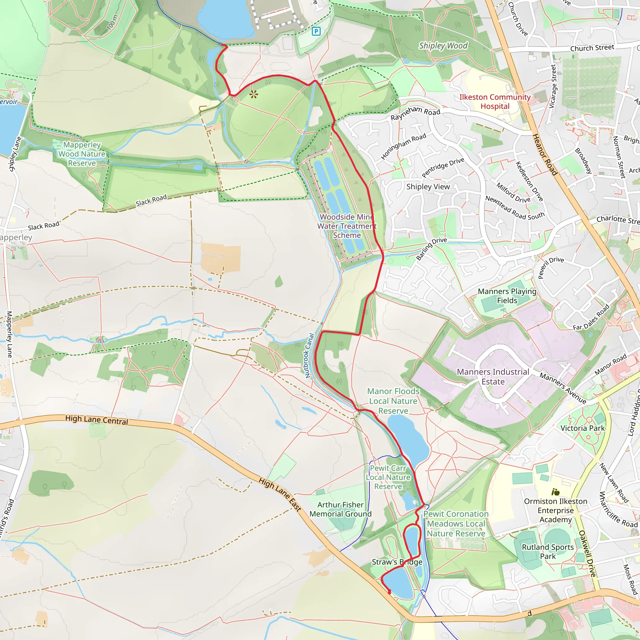 Straws Bridge to Shipley Lake Walk mobile static map