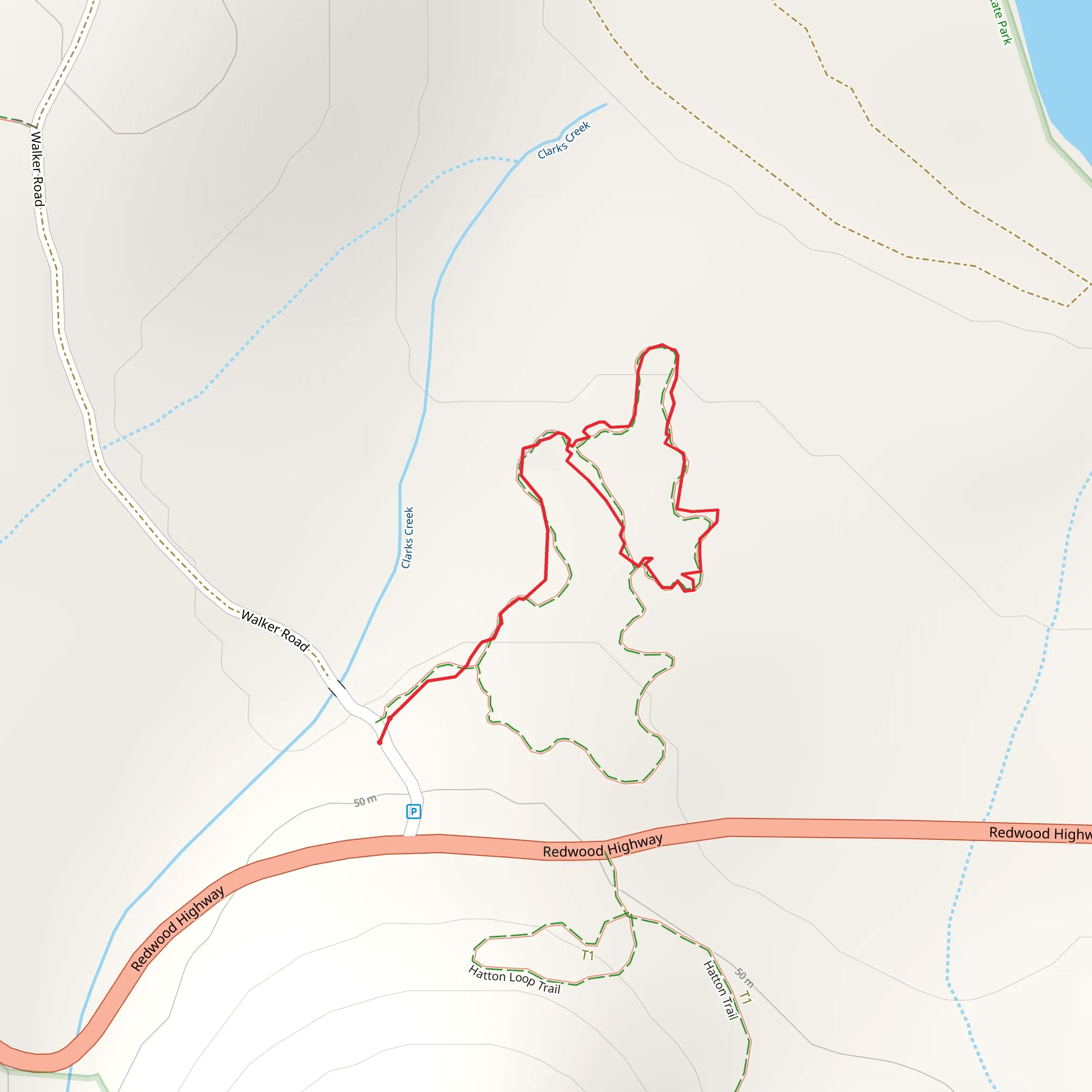 Peterson Memorial Trail via Simpson - Reed Grove Trail mobile static map