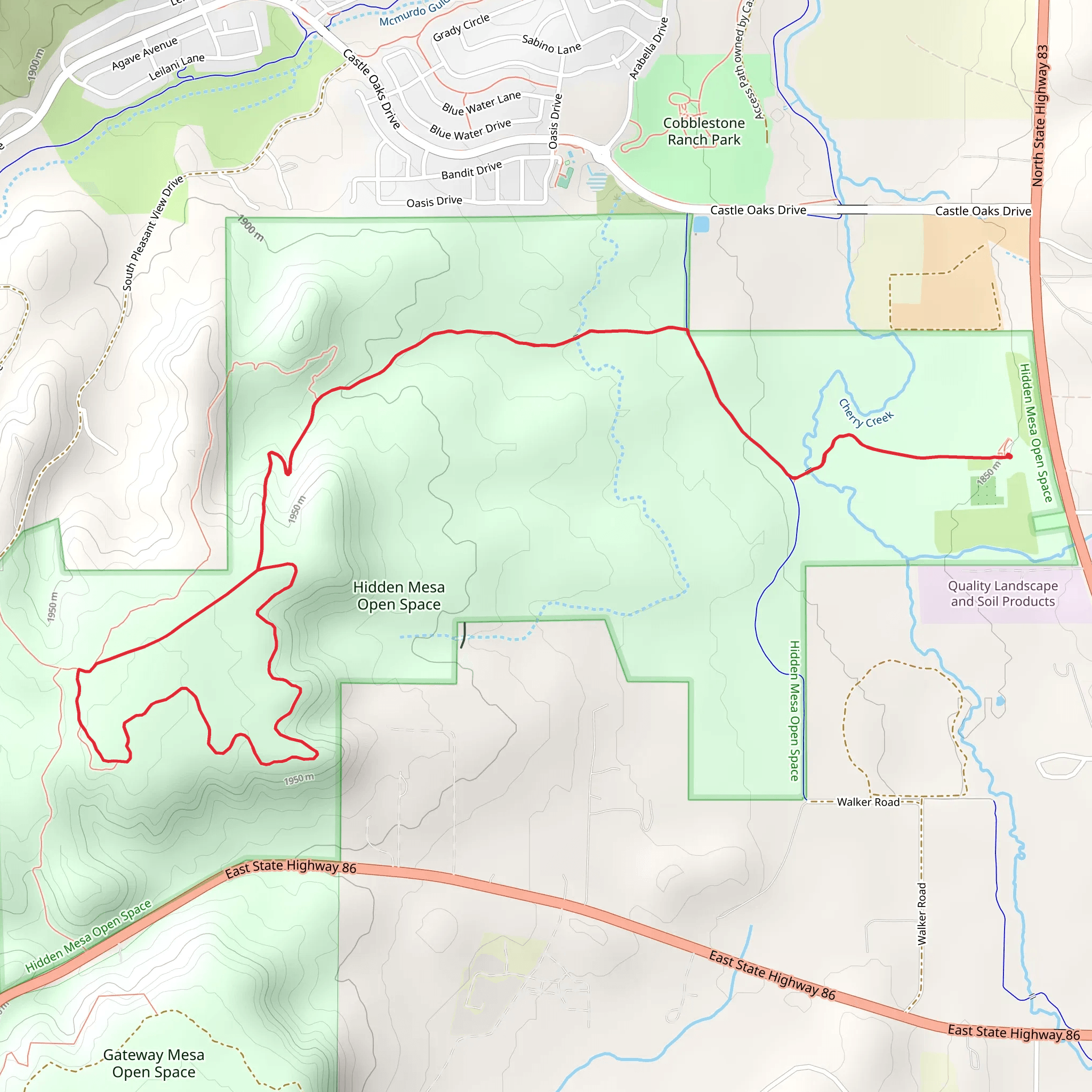 Hidden Mesa Trail and Colorado Front Range Trail mobile static map
