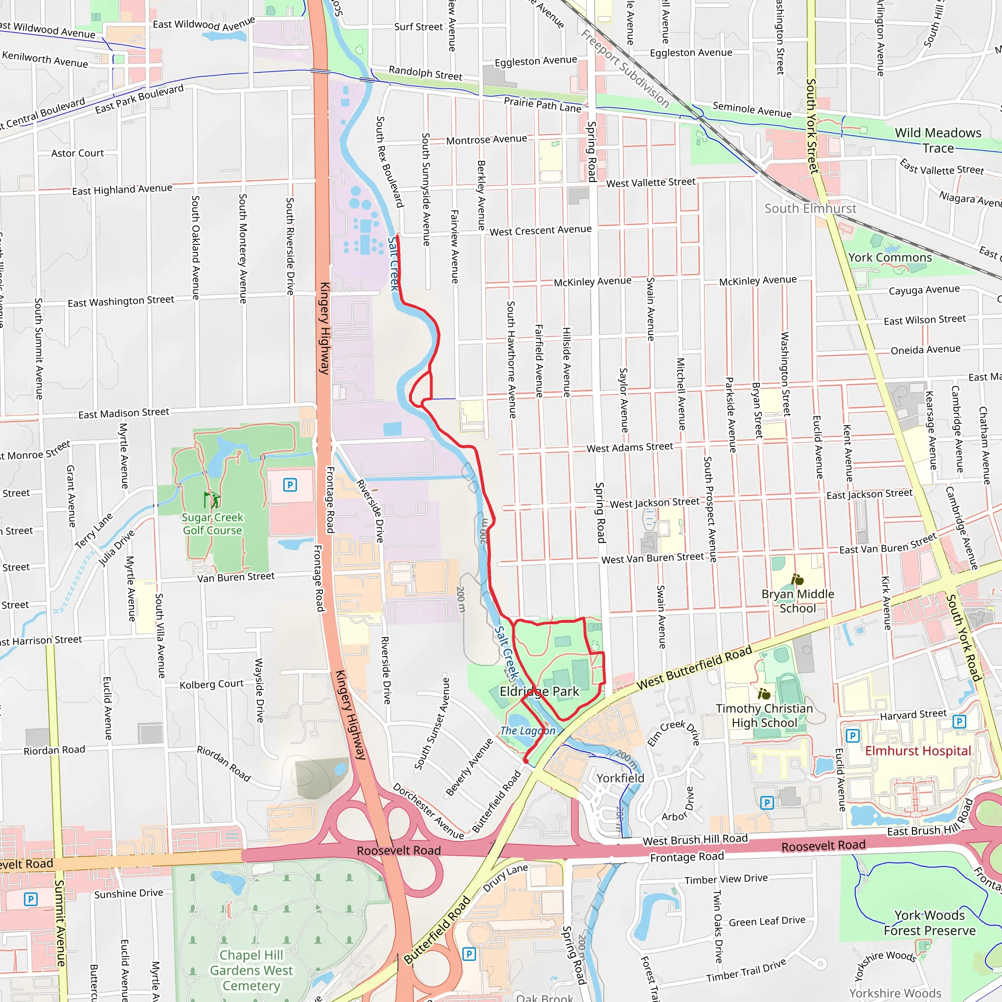 Salt Creek Greenway Trail and Eldridge Park Loop mobile static map