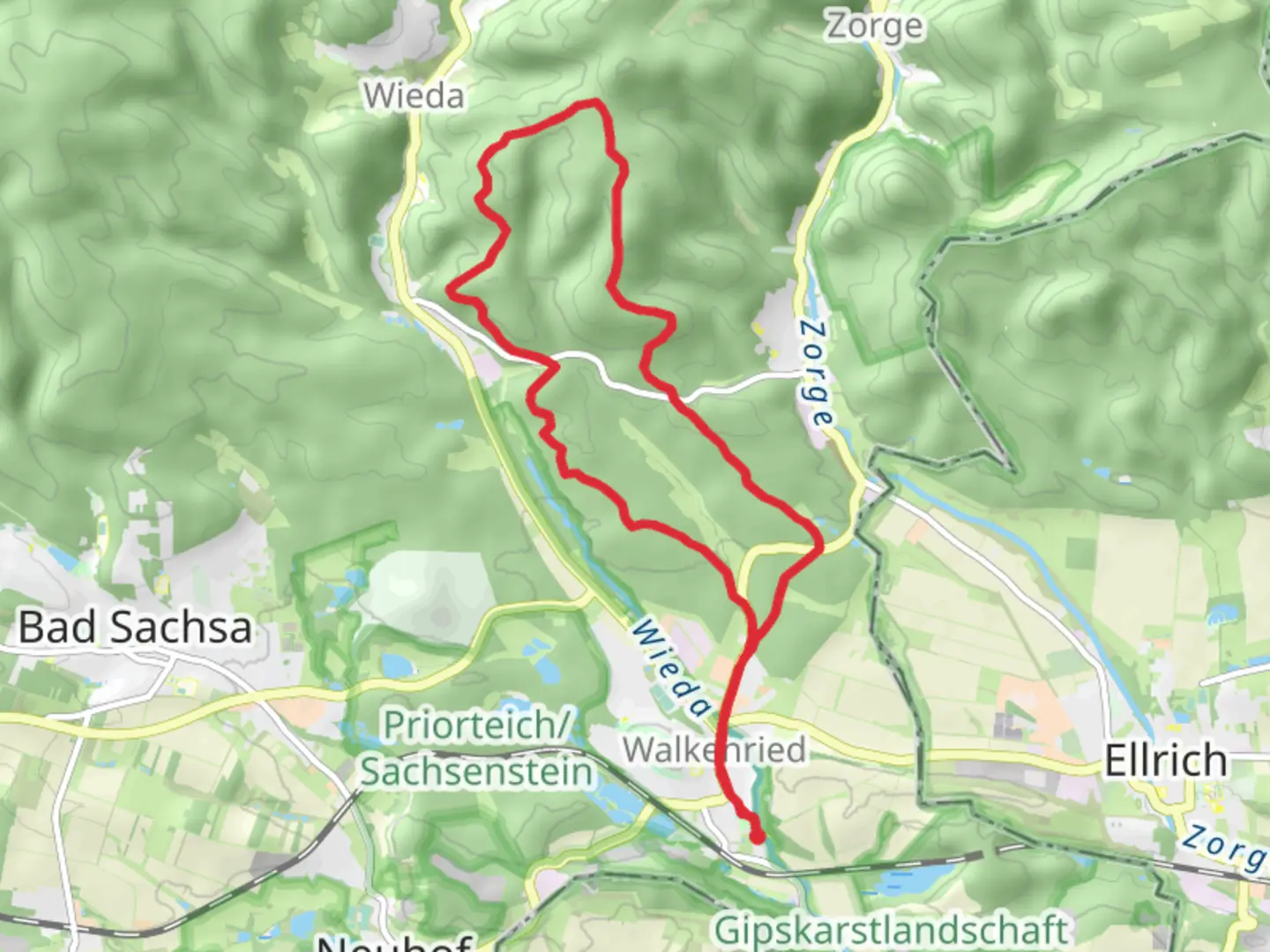 An image depicting the trail Eichenberg Loop via Walkenried and its surrounding area.