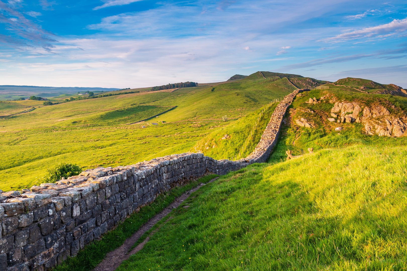An image depicting the trail Hadrian's Wall and Haughton Common and its surrounding area.