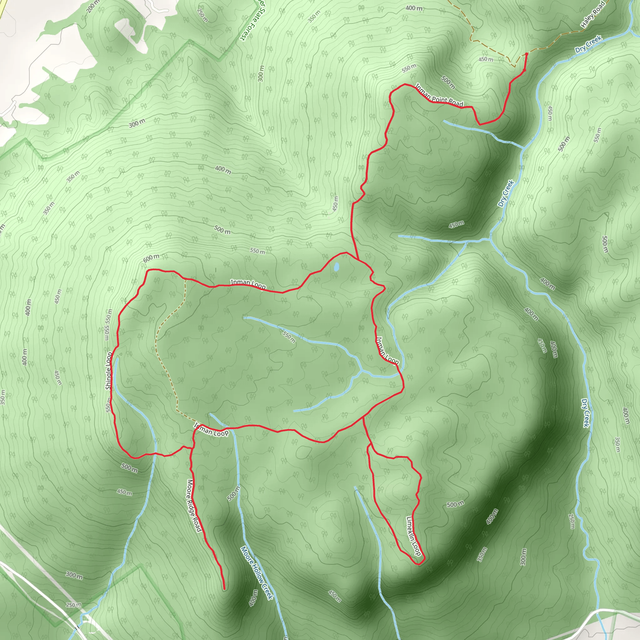 Inman, Moore Ridge Road and Limeklln Loop mobile static map